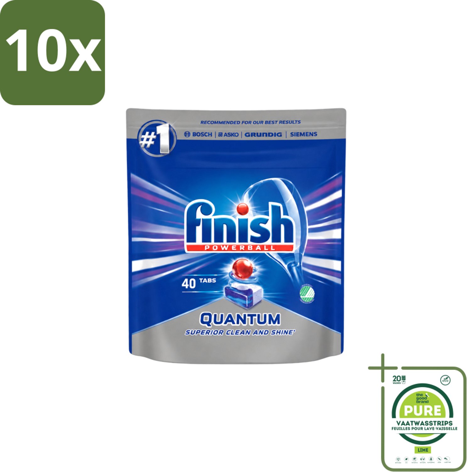 10 x Finish – Vaatwastabletten – Quantum Regular – 40 Capsules - Grootverpakking - Vaatwasstrips - Vaatwastabletten - Vaatwasser - Vaat Reinigen - Vaatwasser Tablet - Vaatwasser Tabletten