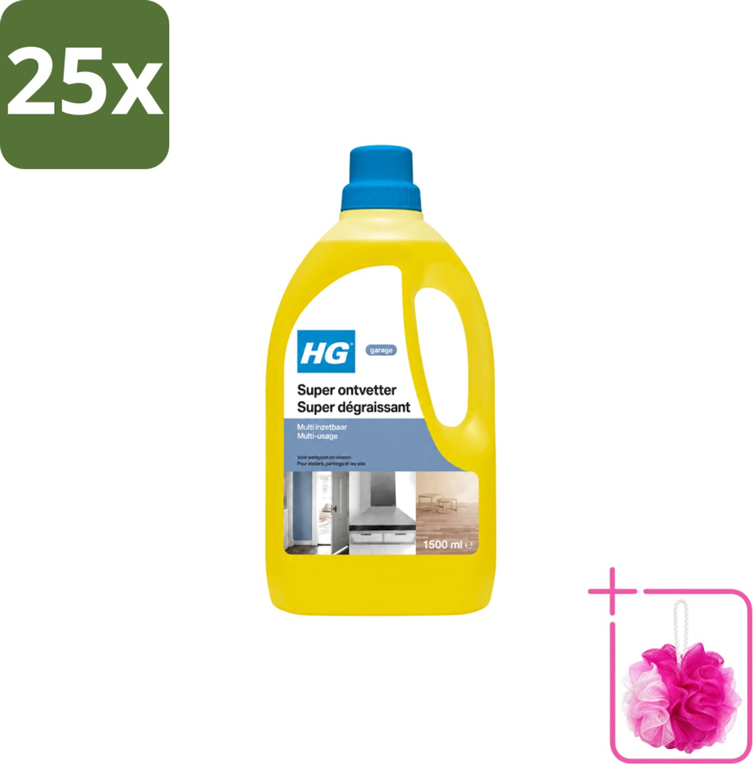 25 x HG - Super Ontvetter - 1,5 L - Bulkverpakking - Ontvetter - Douchemop - Vet verwijderen