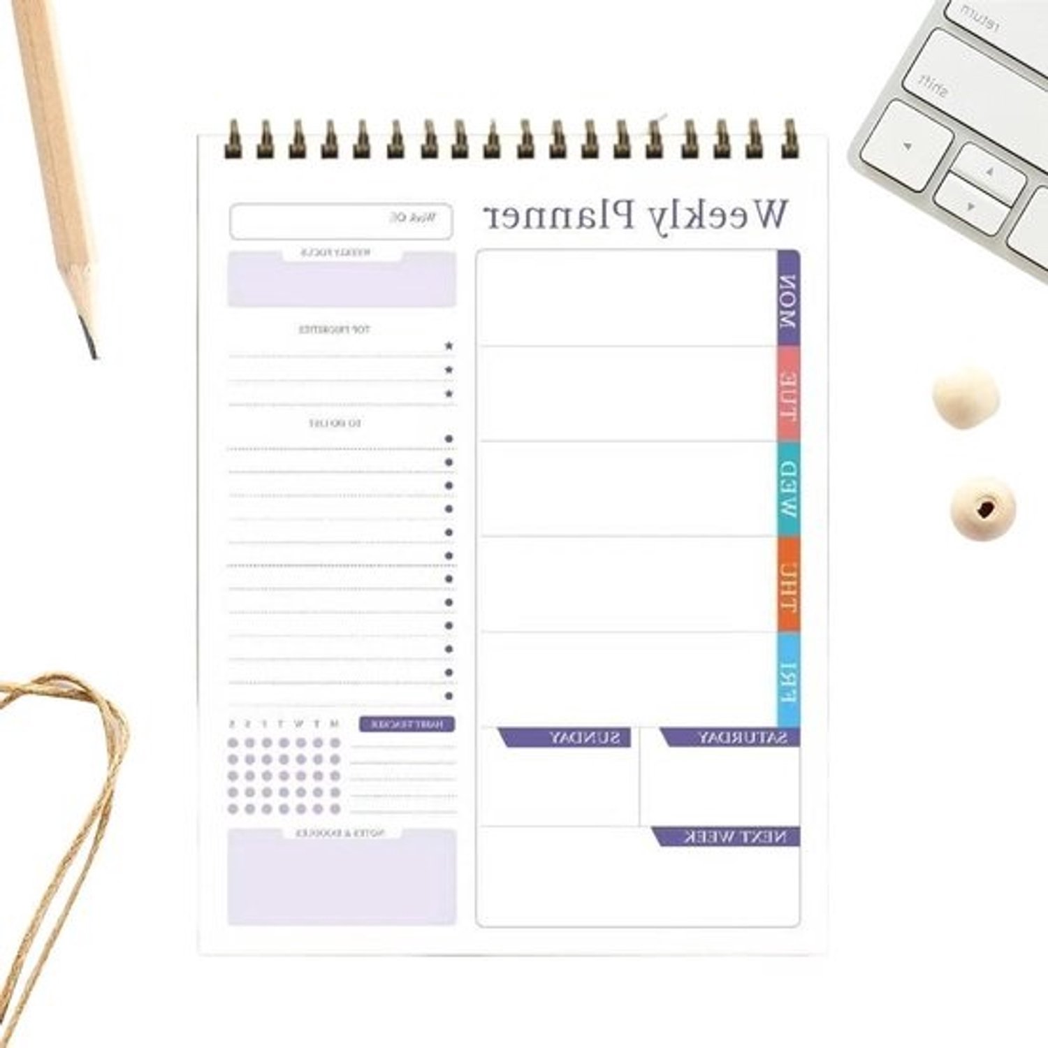 Wekelijkse Kalender - Agenda Pad - Weekplanning Maken - Ongedateerde Pagina's - 28 x 22 cm - Blauw