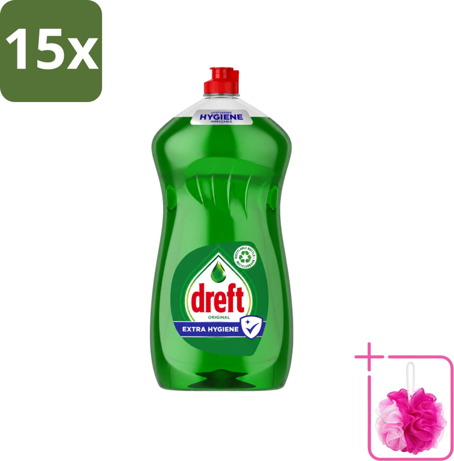 15 x Dreft Original - Vloeibaar Afwasmiddel - Extra Hygiëne - 1.2 L - Bulkverpakking - Afwasmiddel vaat - Douchemop - Hygiëne vaat