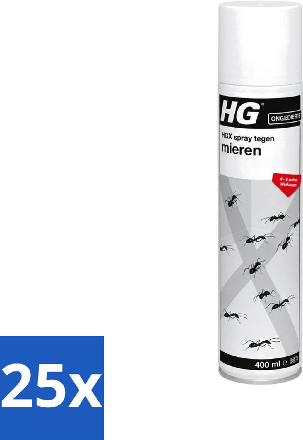 25 x HG X - Spray tegen Mieren - Direct Werkende Mierenbestrijding - 400 ml - Voordeelverpakking - 25 stuks