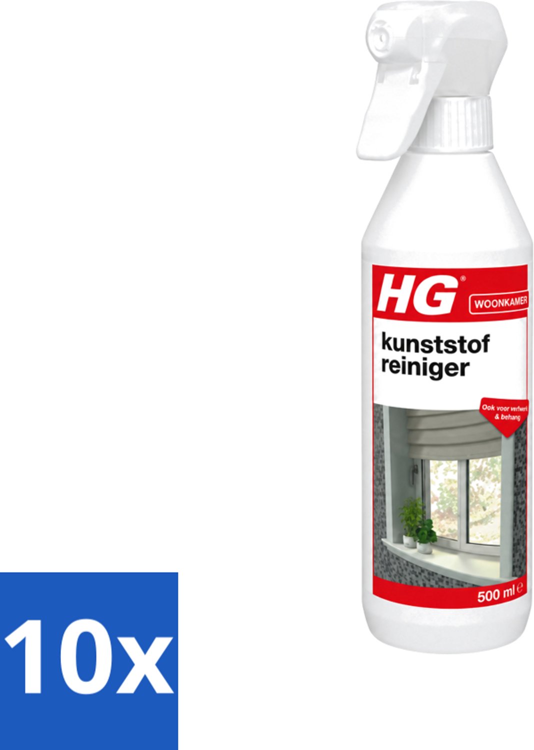 10 x HG - Kunststofreiniger Spray - Ook Voor Verfwerk & Behang - 500 ml - Voordeelverpakking - 10 stuks