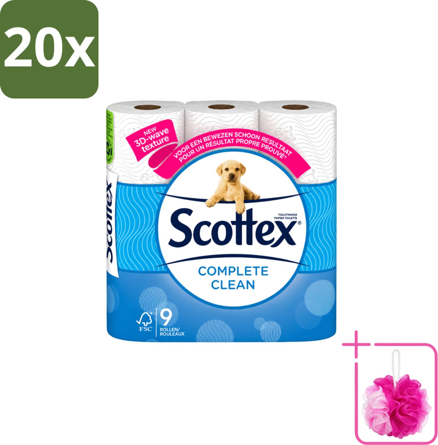 20 x Page Scottex – Toiletpapier – Complete Clean 2-laags – 9 rollen - Bulkverpakking - Toiletpapier - Douchemop - Schone reiniging