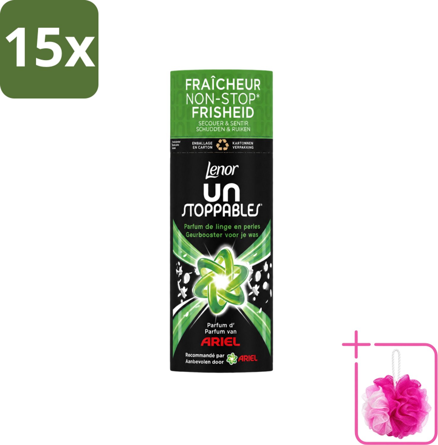 15 x Lenor Unstoppables – Geurbooster – Ariel – 13 Wasbeurten – 165 g - Bulkverpakking - Geurbooster was - Douchemop - Frisse geur was
