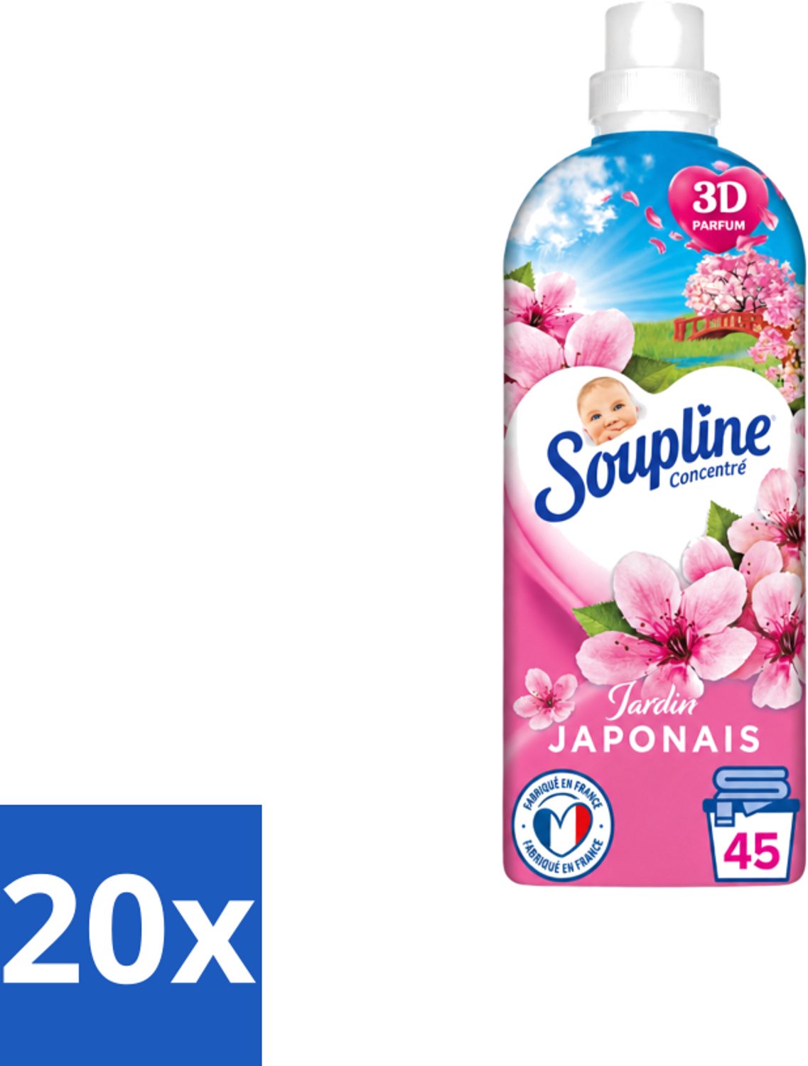 20 x Soupline – Wasverzachter – Japanse Tuin – 950 ml - Voordeelverpakking - 20 stuks