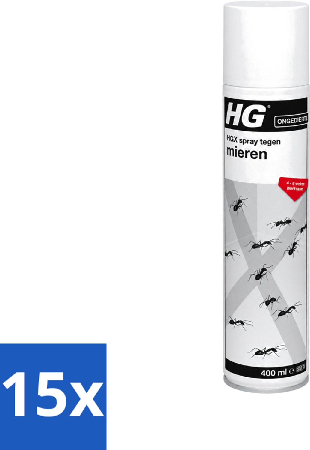 15 x HG X - Spray tegen Mieren - Direct Werkende Mierenbestrijding - 400 ml - Voordeelverpakking - 15 stuks