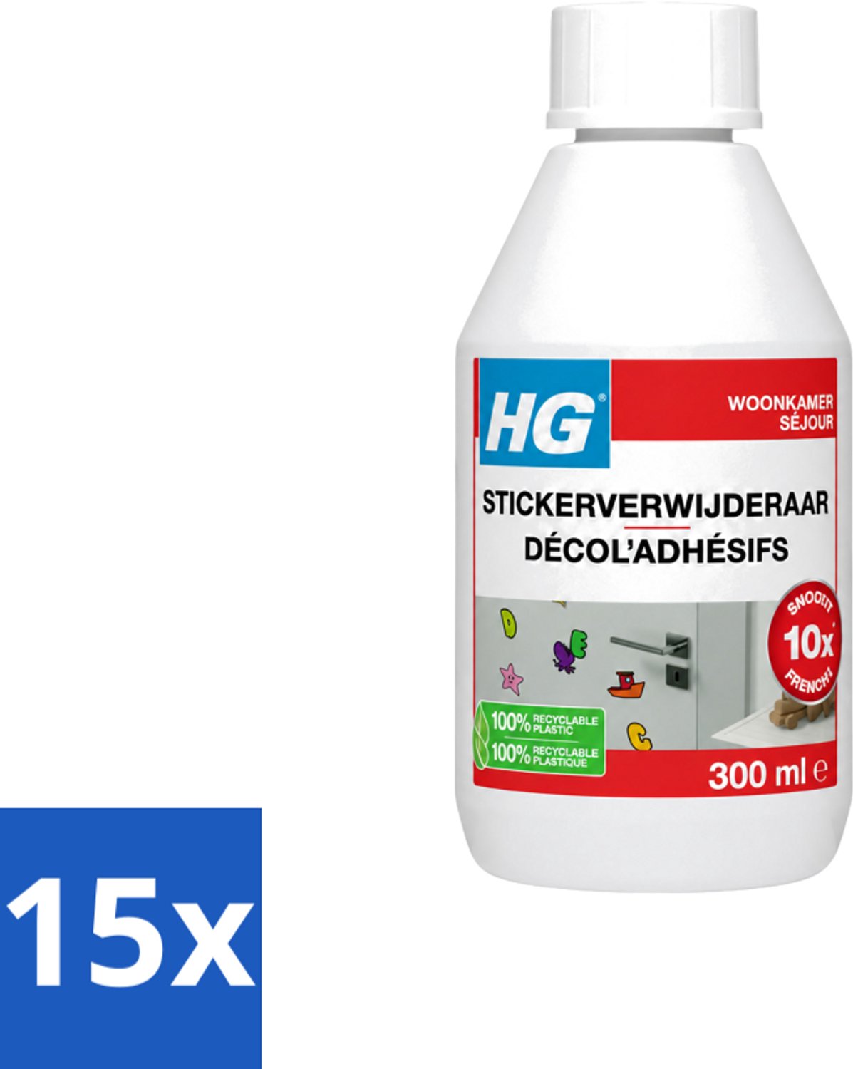 15 x HG - Stickerverwijderaar - Meest Effectief - Verwijdert Eenvoudig - 300 ml - Voordeelverpakking - 15 stuks