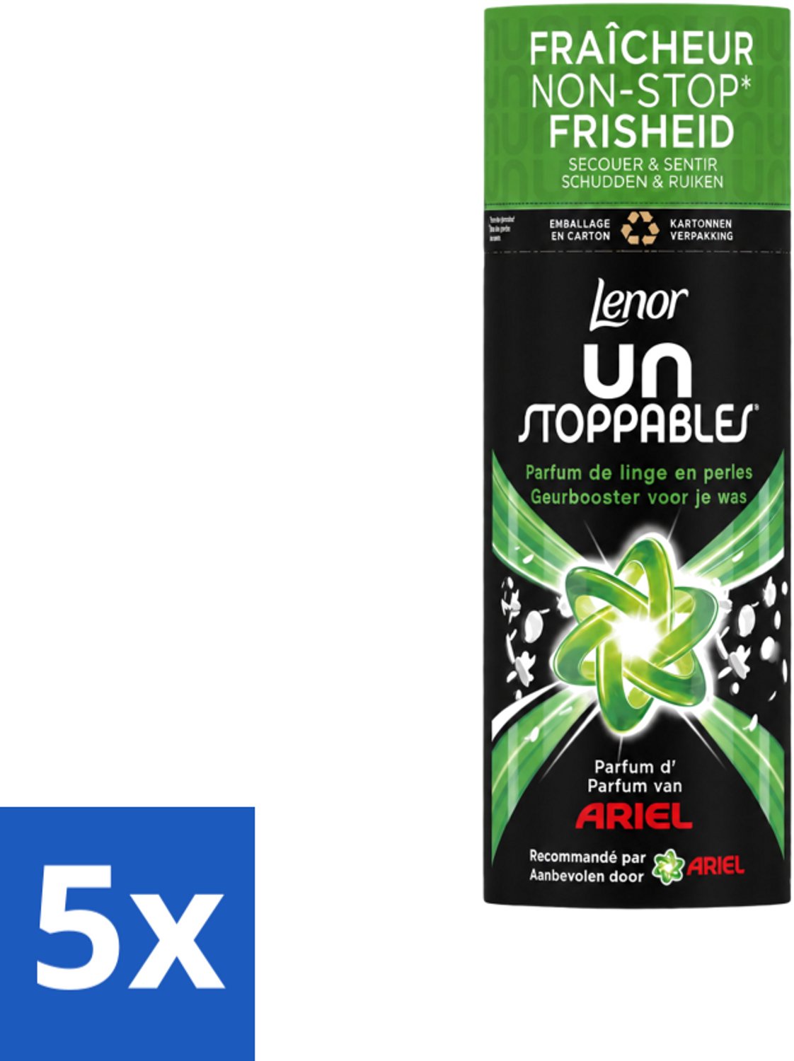 5 x Lenor Unstoppables – Geurbooster – Ariel – 13 Wasbeurten – 165 g - Voordeelverpakking - 5 stuks