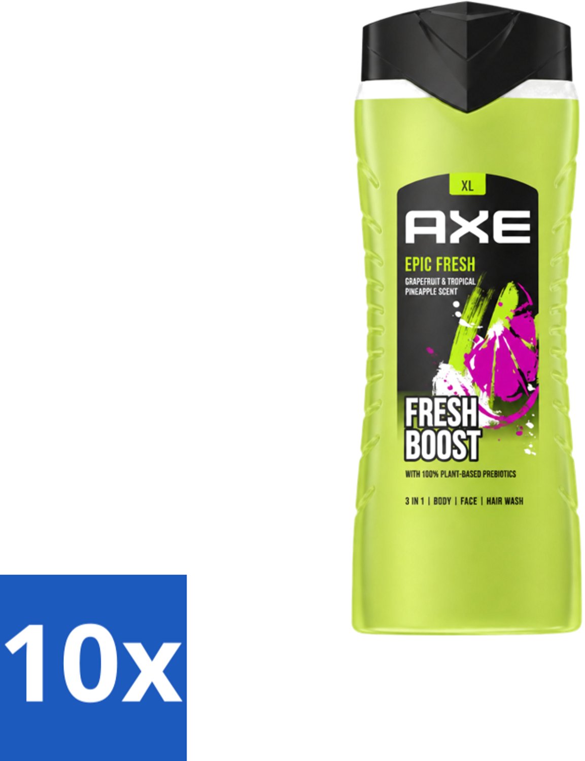 10 x AXE – Douchegel – Epic Fresh Fresh Boost 3-in-1 – 400 ml - Voordeelverpakking - 10 stuks