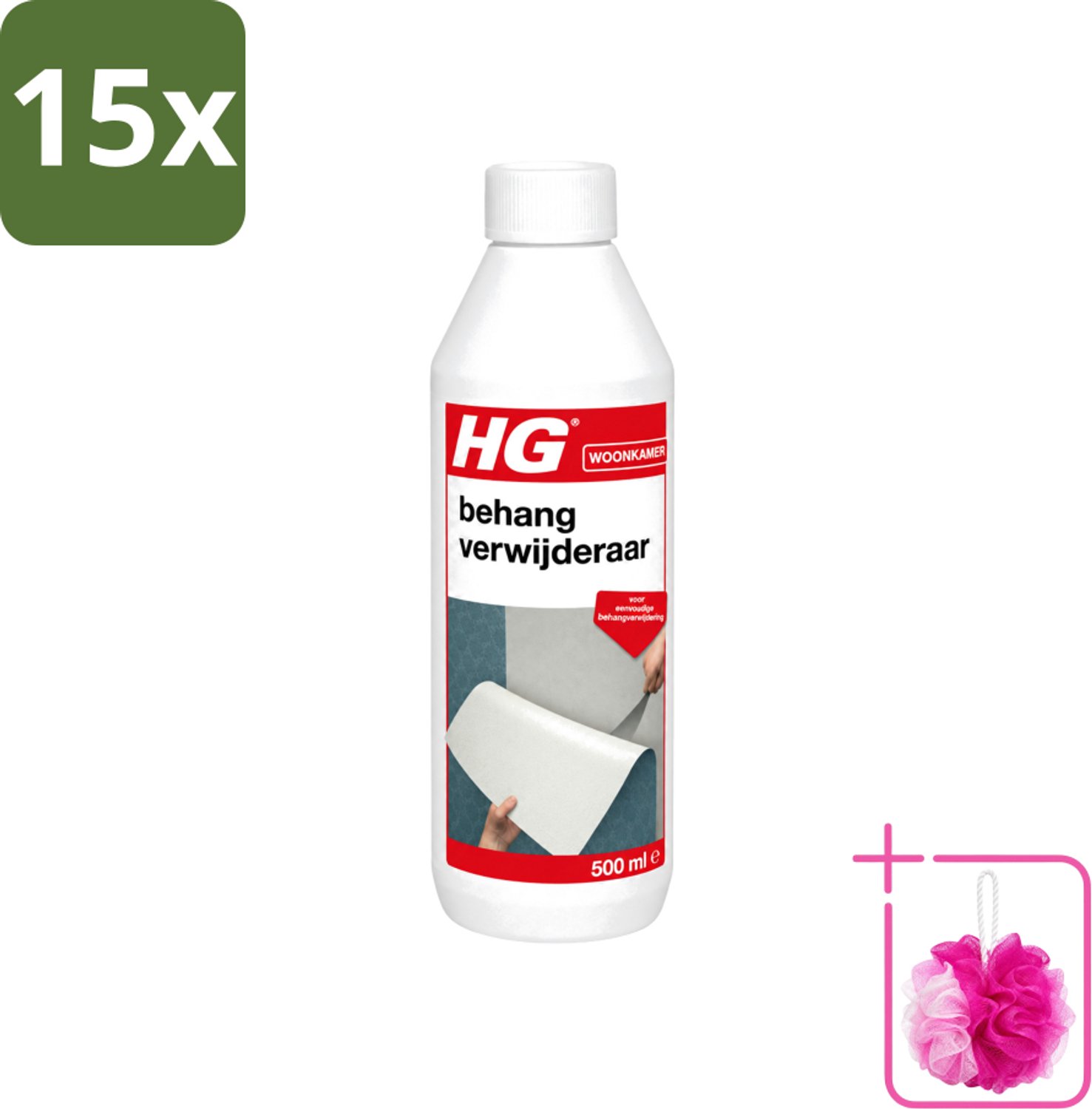 15 x HG - Behangverwijderaar - Voor Eenvoudige Behangverwijdering - 500 ml - Bulkverpakking - Behangverwijderaar - Douchemop - Behanglijm verwijderen