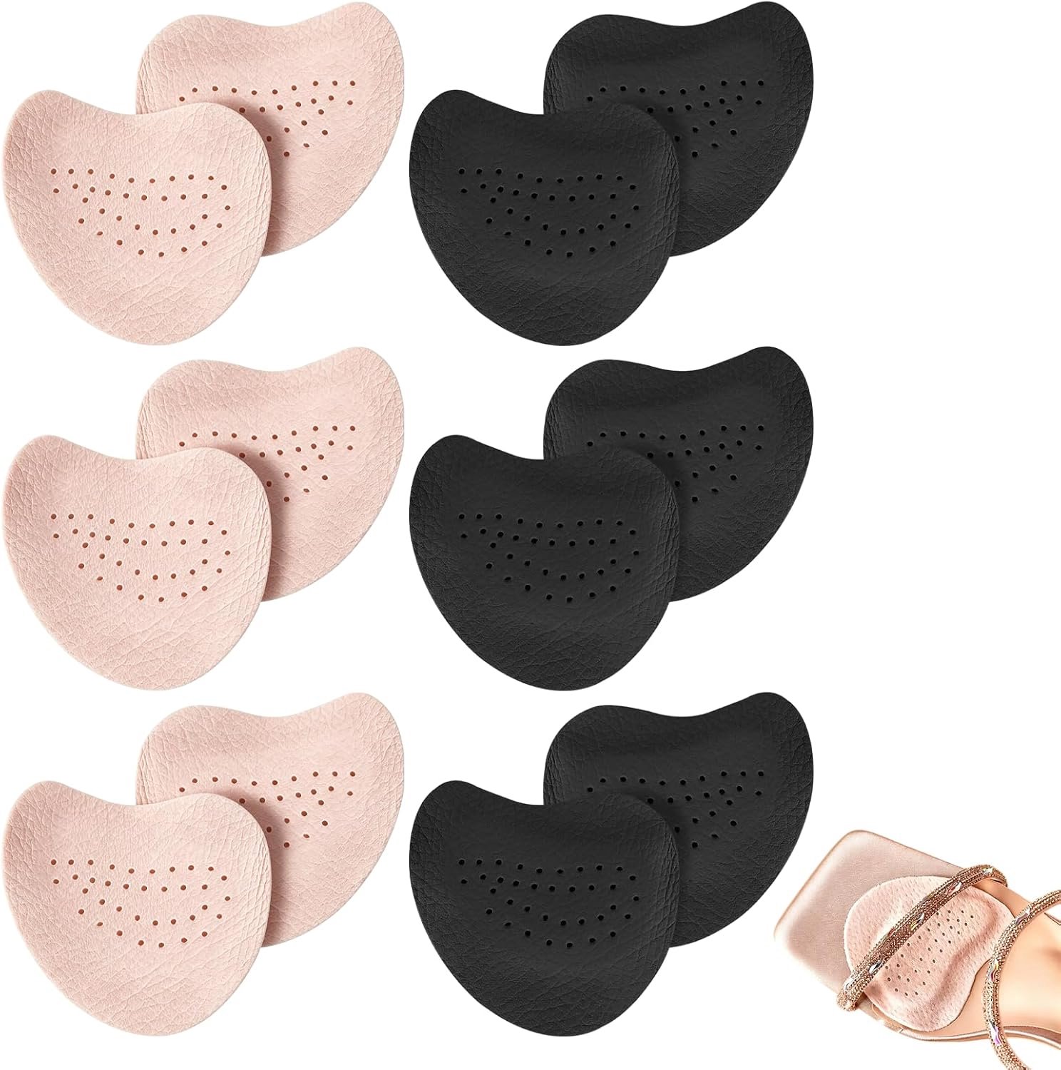 6 Paar Fluwelen Voorvoetzolen, Antislip, Geschikt Voor Alle Soorten Schoene
