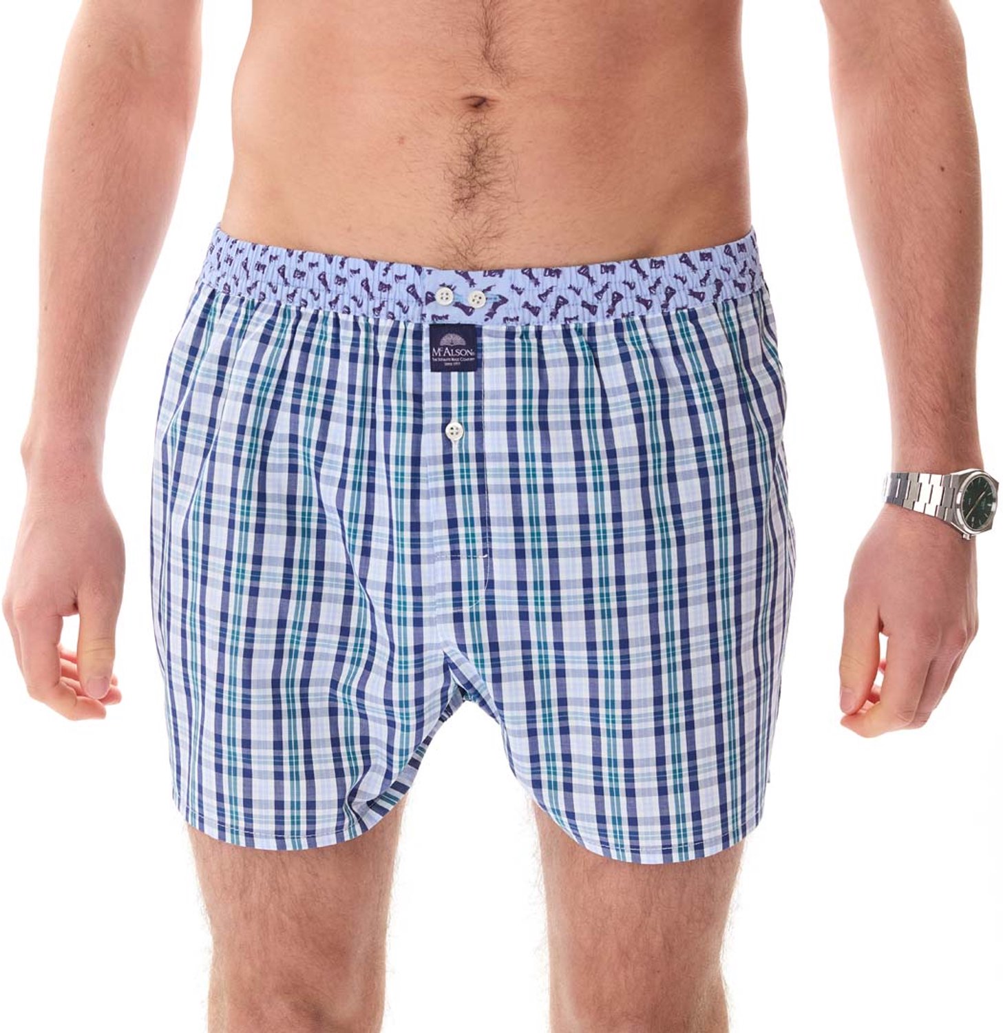 McAlson Heren Boxershort Tartan Blauw & Wit Blauw XL