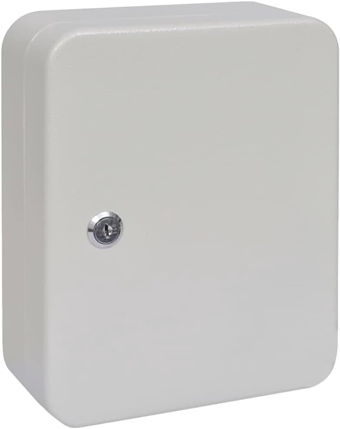 Sleutelbox met slot, 20 x 7,5 x 25 cm, staal, sleutelkastje met 48 haken, voor kantoor en huishouden, ivoor