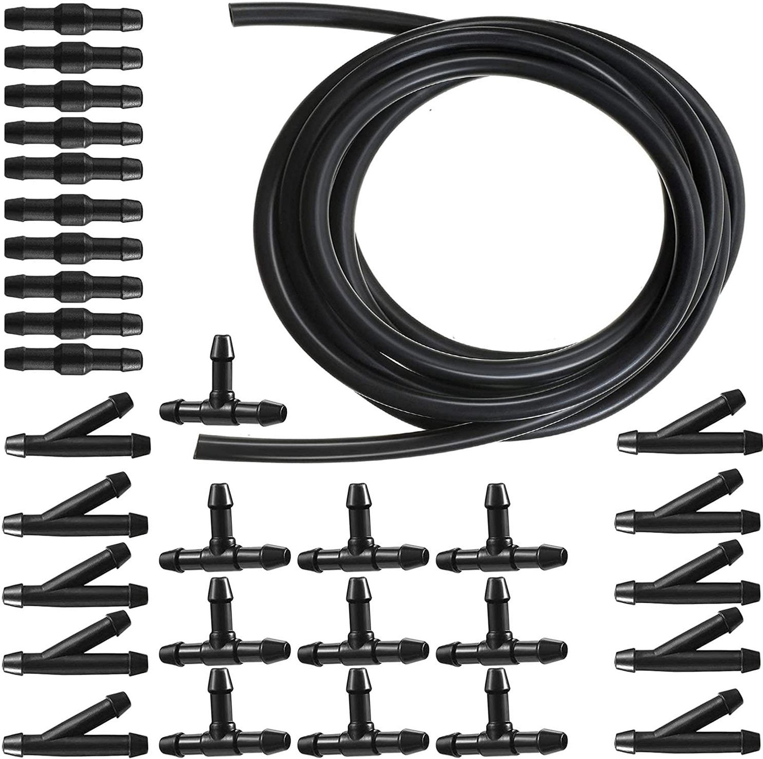Ruitensproeierventiel 5 m - Universele Installatie Slang - 30 Slangverbindingen - Duurzaam ABS/Rubber - Voor Snelle Ruitensproeierventielen - Ruitenwasserslang