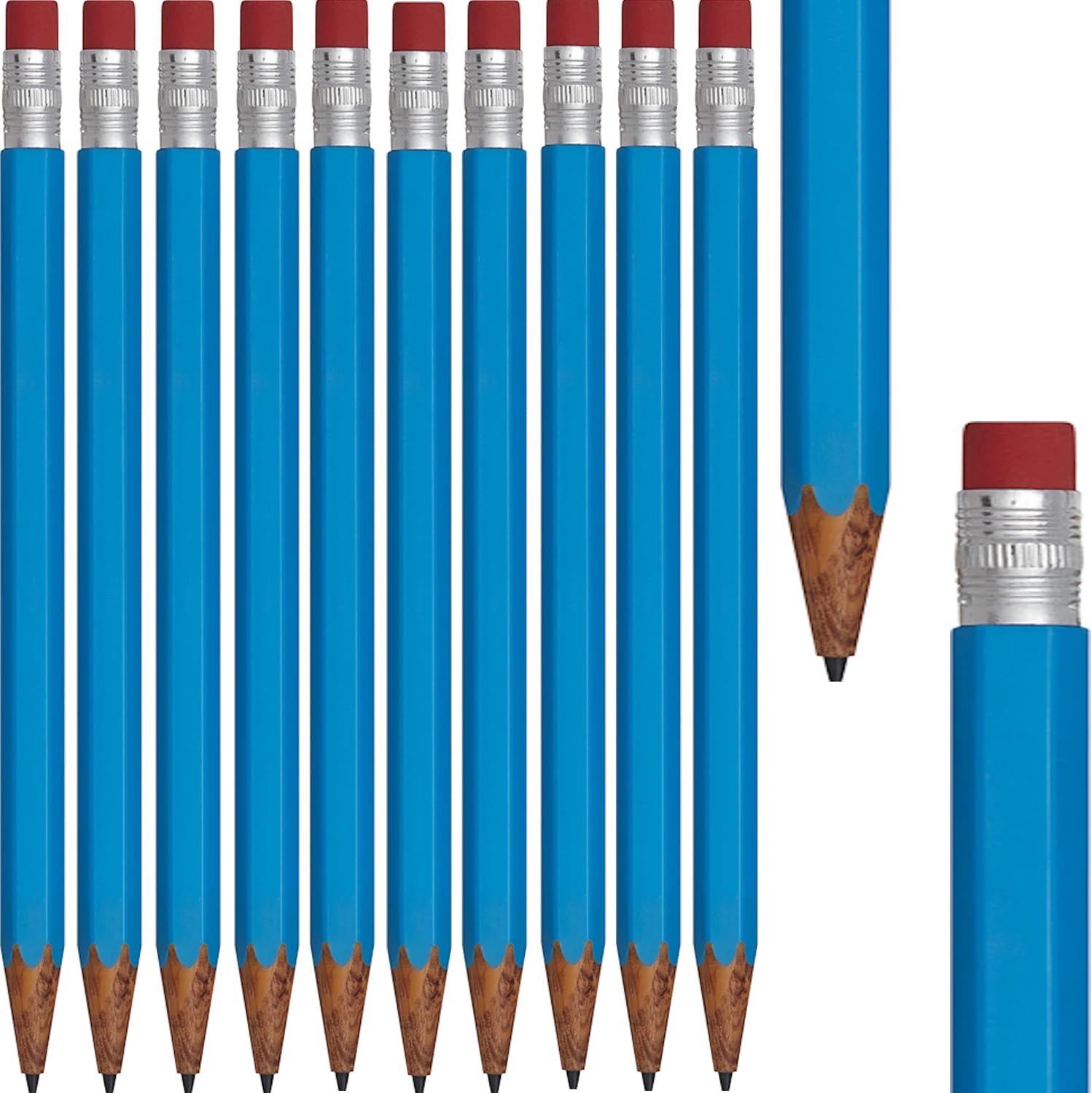 10 stuks mechanische potloden met hout-look in kunststof met gum als drukker aan het uiteinde van de schacht incl. 1 x 0,7 mm potloodmine voor school, kantoor, huishouden en universiteit in 6 kleuren