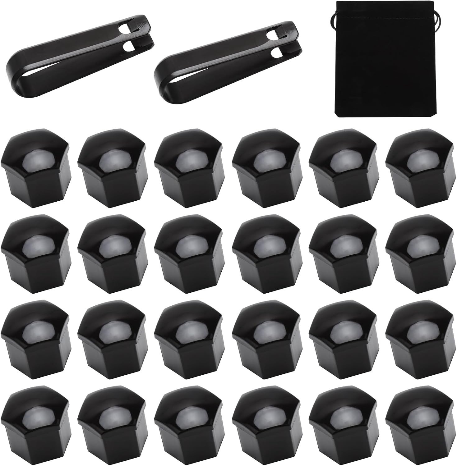 Set van 24 universele zwarte 19 mm wielboutkappen - anti-diefstal schroefdeksels voor autobanden