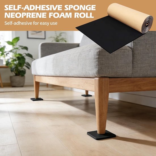 Multifunctionele zelfklevende neopreen schuimrol van 1,5 m - Snijbare rubberen plaat voor meubelpads en isolatie (1,5 mm) — afbeelding 5
