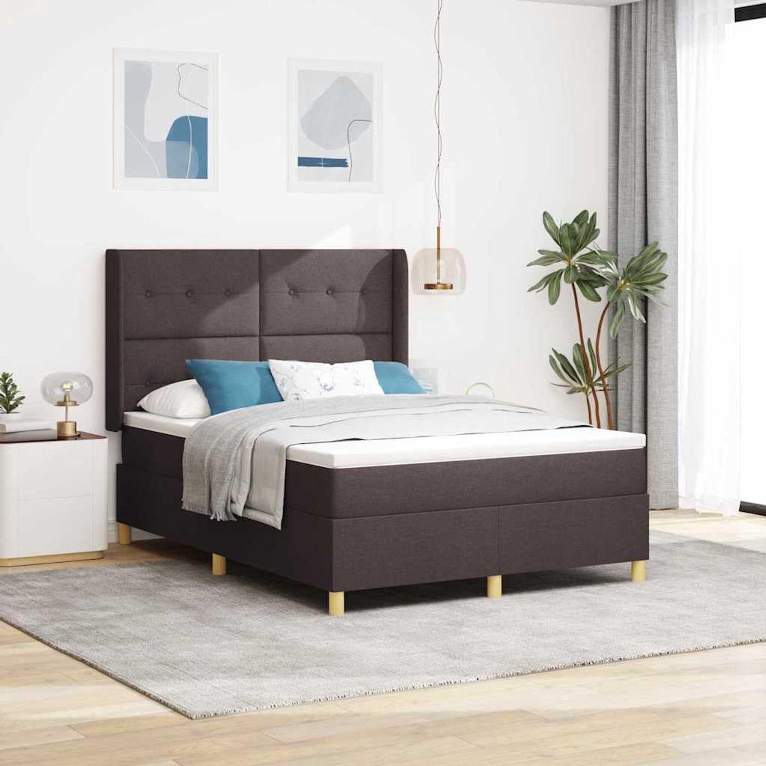 Stof met verstelbaar hoofdbord Modern donkerbruin 160x200cm