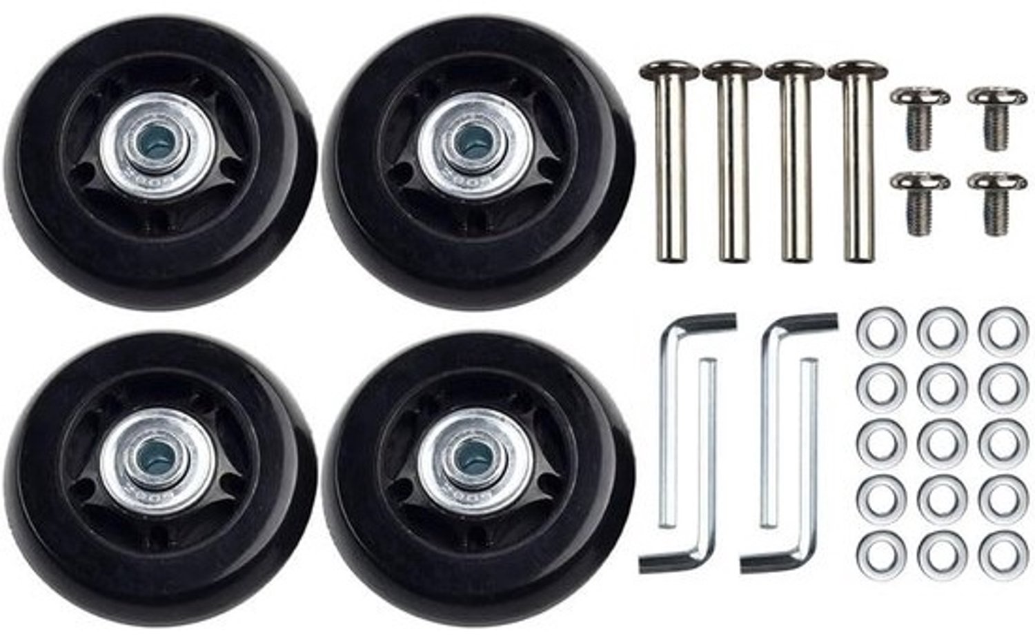 Bagagekofferwielen - Vervangende reiswielen - Kofferreparatie - Geluidsdempend rubber - 64 x 24 mm - Zwart