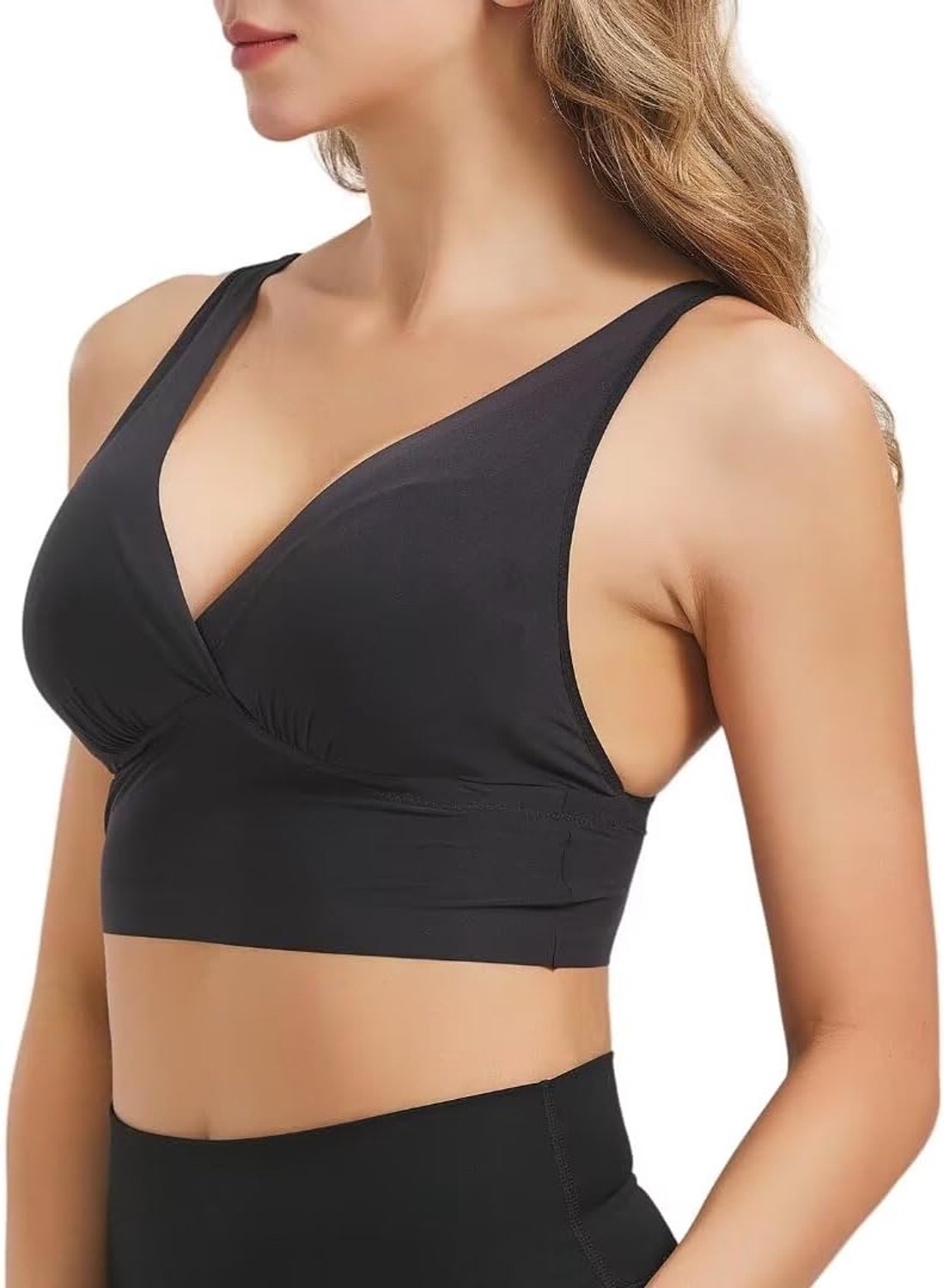 Zijden Bralette Sexy Crisscross Back Bra Spaghetti Strap V-hals Draadloze Crop Top
