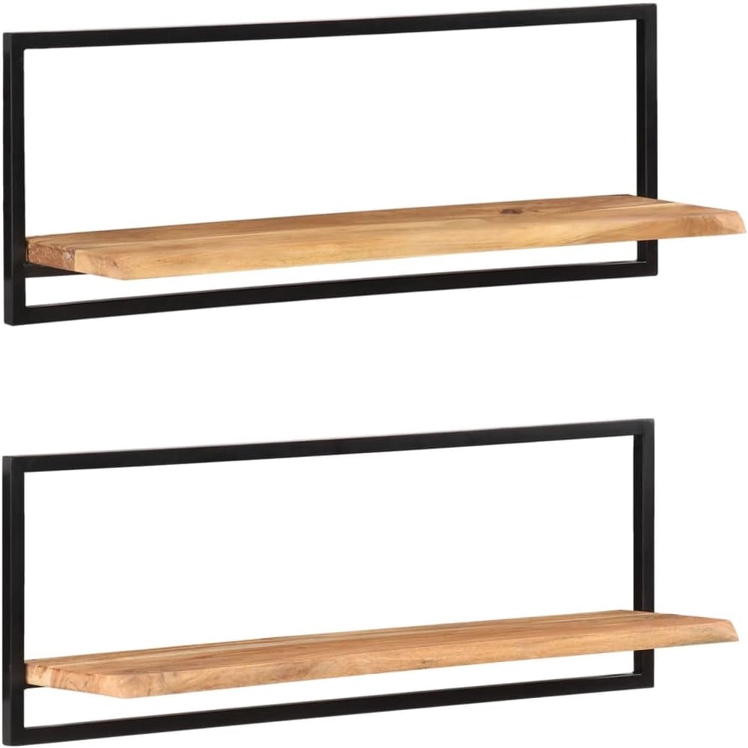 Zwevende planken badkamerrek zwevende plank wandplanken 2 stuks 100 x 24 x 35 cm massief hout acacia en staal voor woonkamer keuken kantoor badkamer