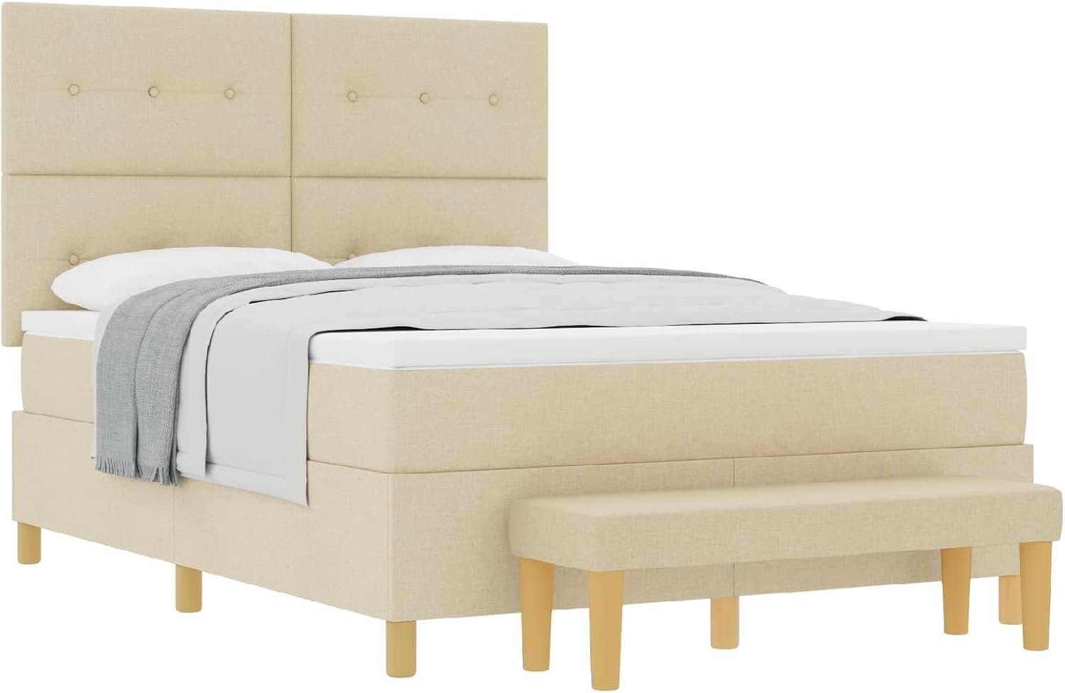 140x190 crème stof met schuimmatras, matrasbedframe inclusief bank, modern design