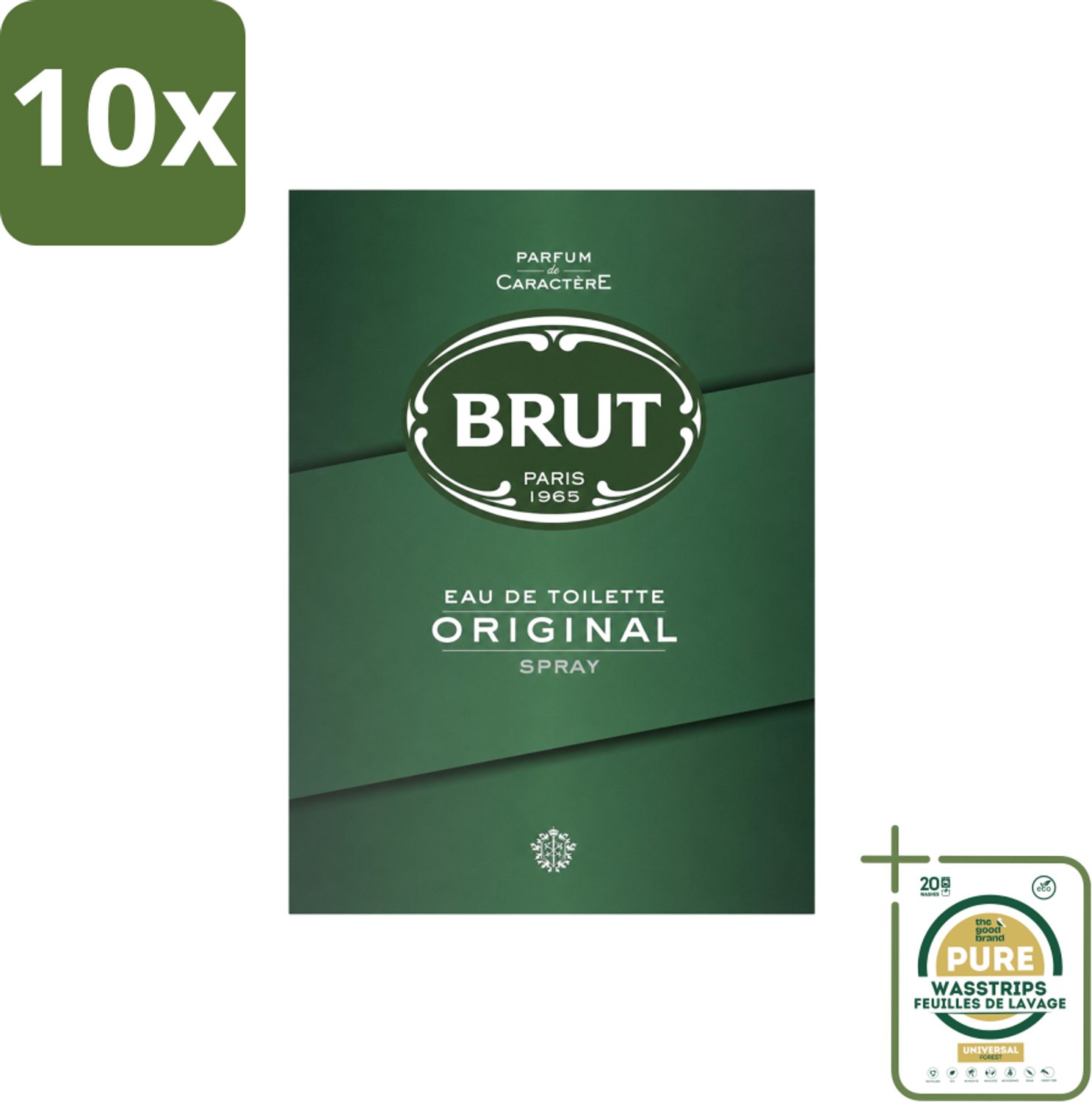 10 x Brut – Eau de Toilette – Original – 100 ml - Wasstrips - Brut Original Eau De Toilette - Kruidige Geur - Amber - Lavendel - Mannelijke Geur