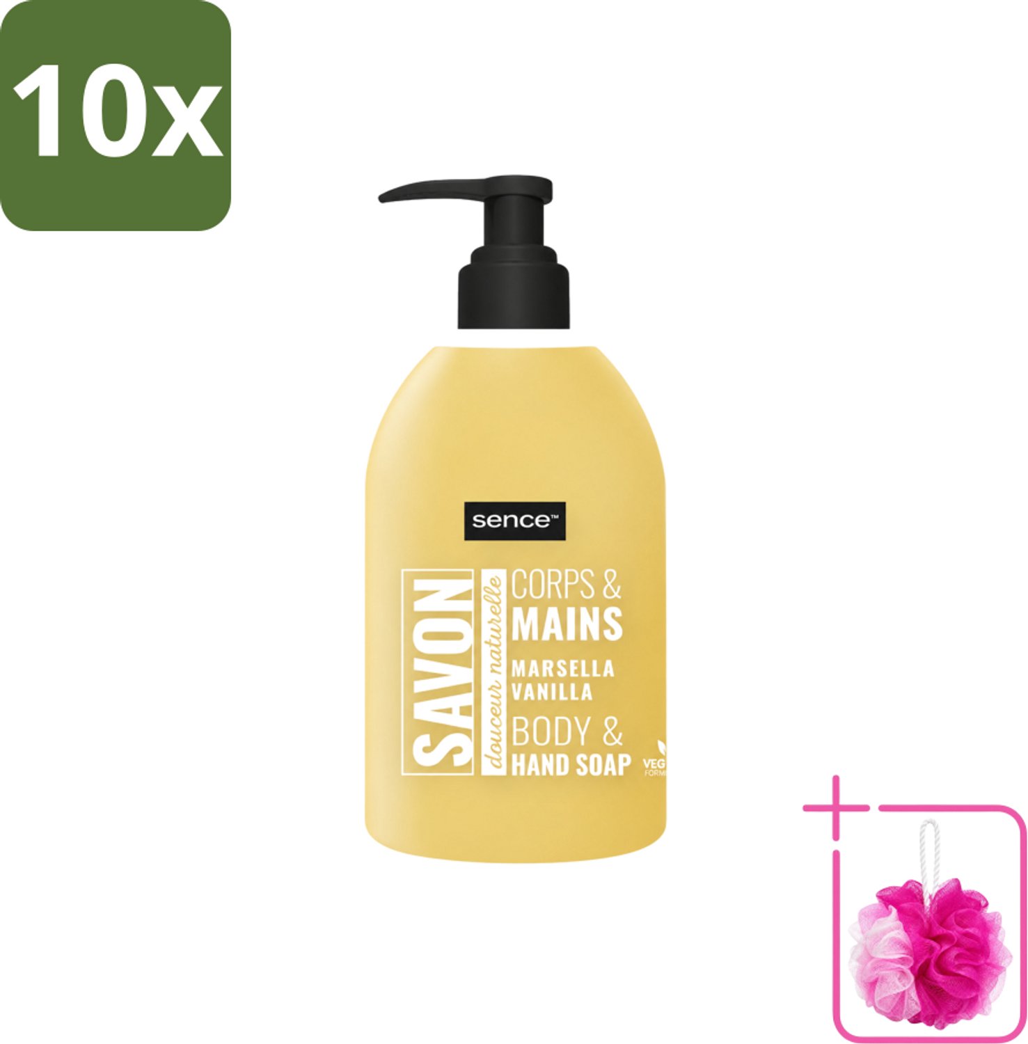 10 x Sence - La Maison Du Savon De Marseille - Handzeep - Vanille - Hygiënisch - 500 ml - Bulkverpakking - Handzeep vanille - Douchemop - Hygiëne