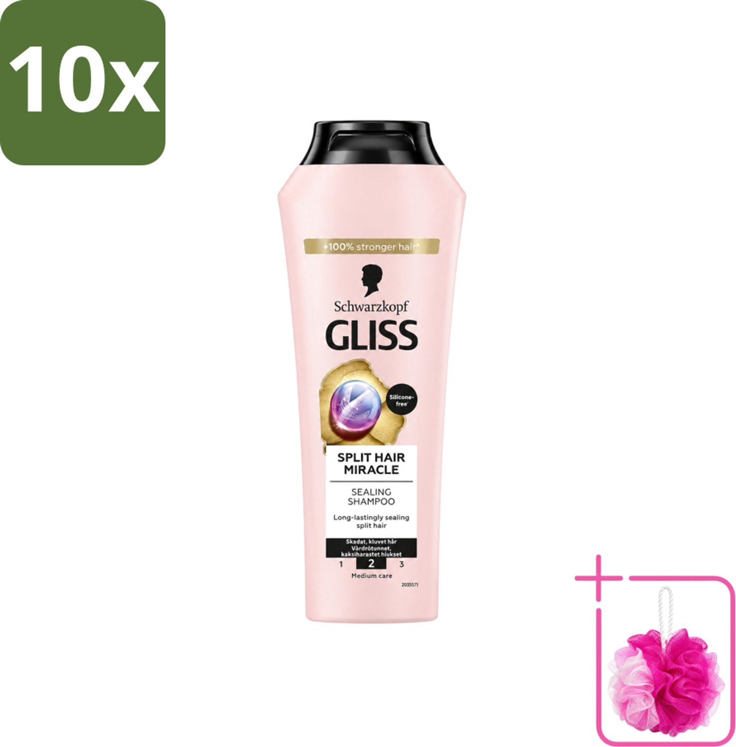 10 x Gliss-Kur - Shampoo - Split Hair Miracle - Herstelt Gespleten Haarpunten - 400 ml - Bulkverpakking - Gespleten haarpunten - Douchemop - Haar herstellen