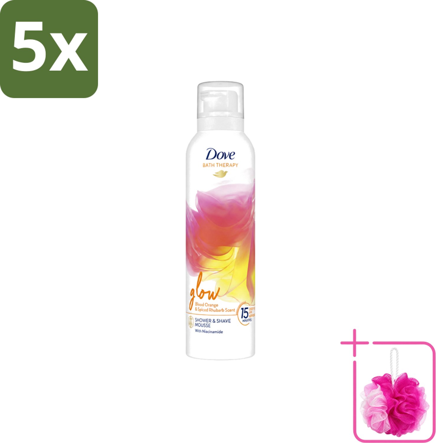 5 x Dove – Douche- & Scheerschuim – Bath Therapy Glow – 200 ml - Bulkverpakking - Douche en scheerschuim - Douchemop - Huidverzorging