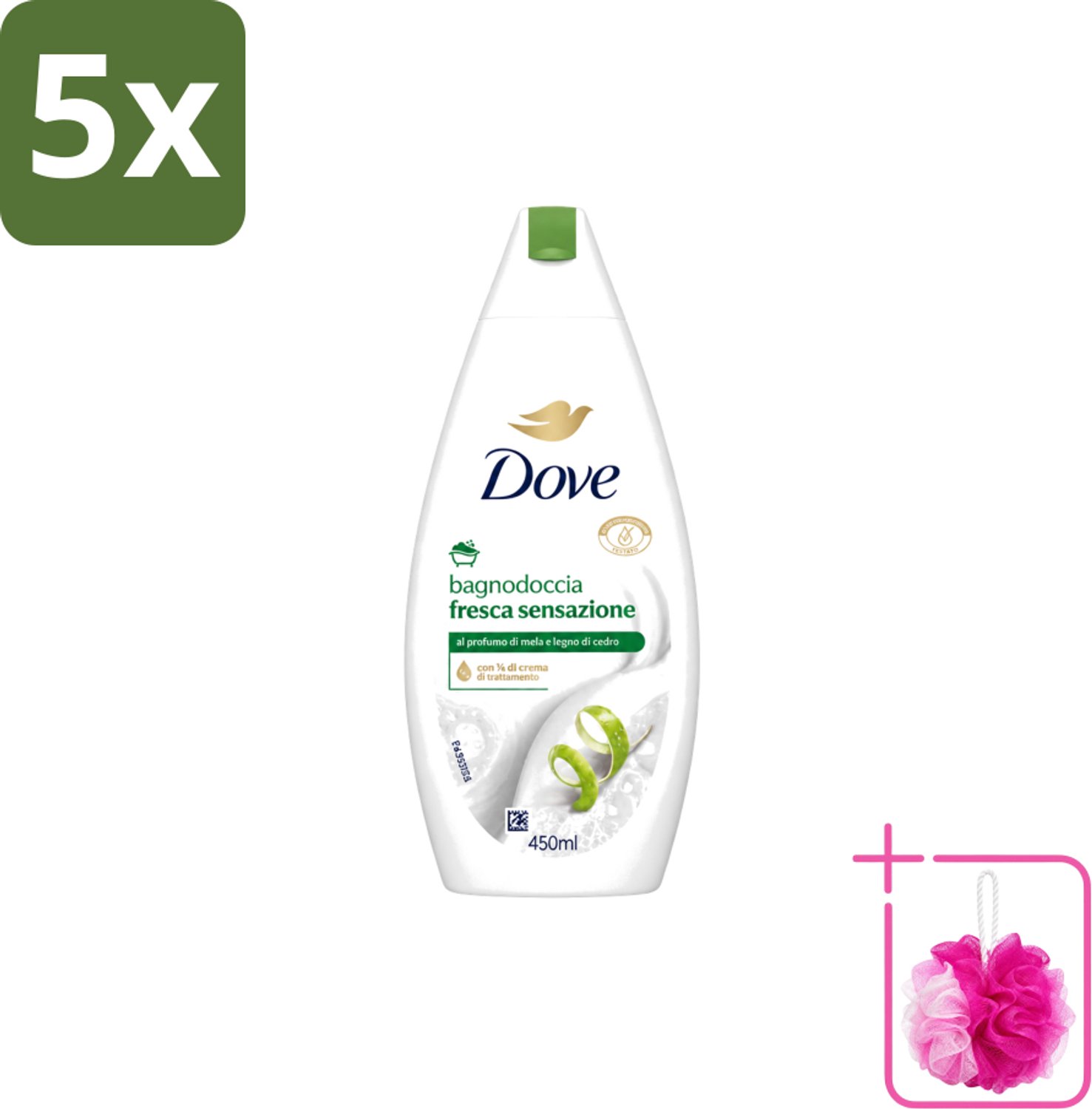 5 x Dove – Douchegel – Fresh Sensation – 450 ml - Bulkverpakking - Douchegel - Douchemop - Fris gevoel