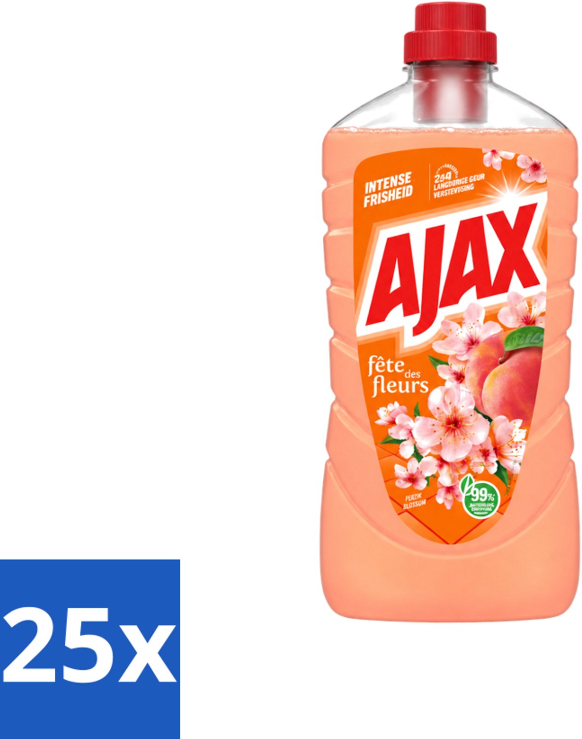 25 x Ajax – Allesreiniger – Perzik – 1000 ml - Voordeelverpakking - 25 stuks