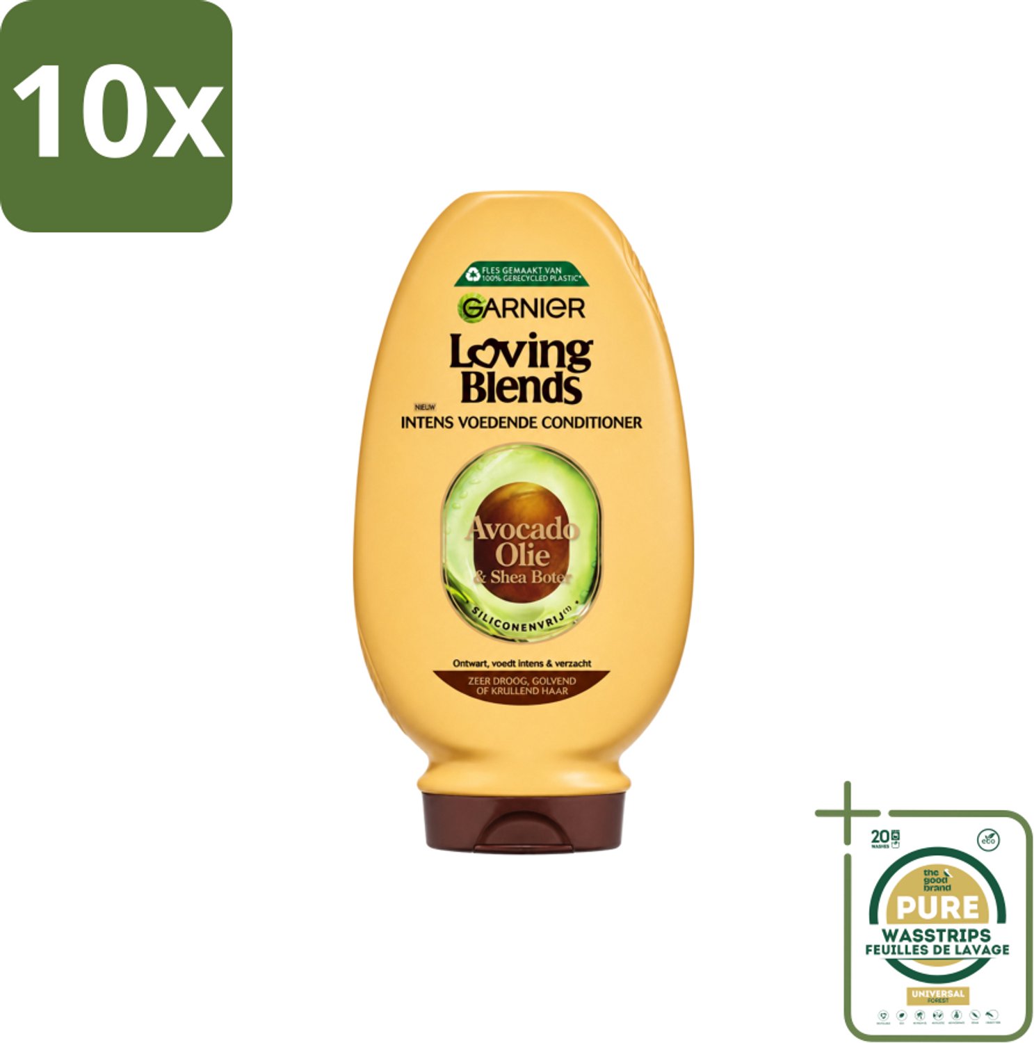 10 x Garnier - Loving Blends - Conditioner - Avocado Olie & Shea Boter - Zeer Droog of Pluizig Haar - 250 ml - Wasstrips - Avocado Olie - Shea Boter - Haarverzorging - Droog Haar - Pluizig Haar
