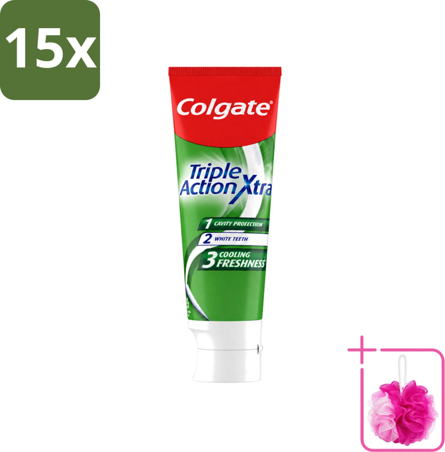 15 x Colgate - Triple Action - Xtra Fresh - Tandpasta - 75ml - Bulkverpakking - Tandpasta - Douchemop - Gaatjes