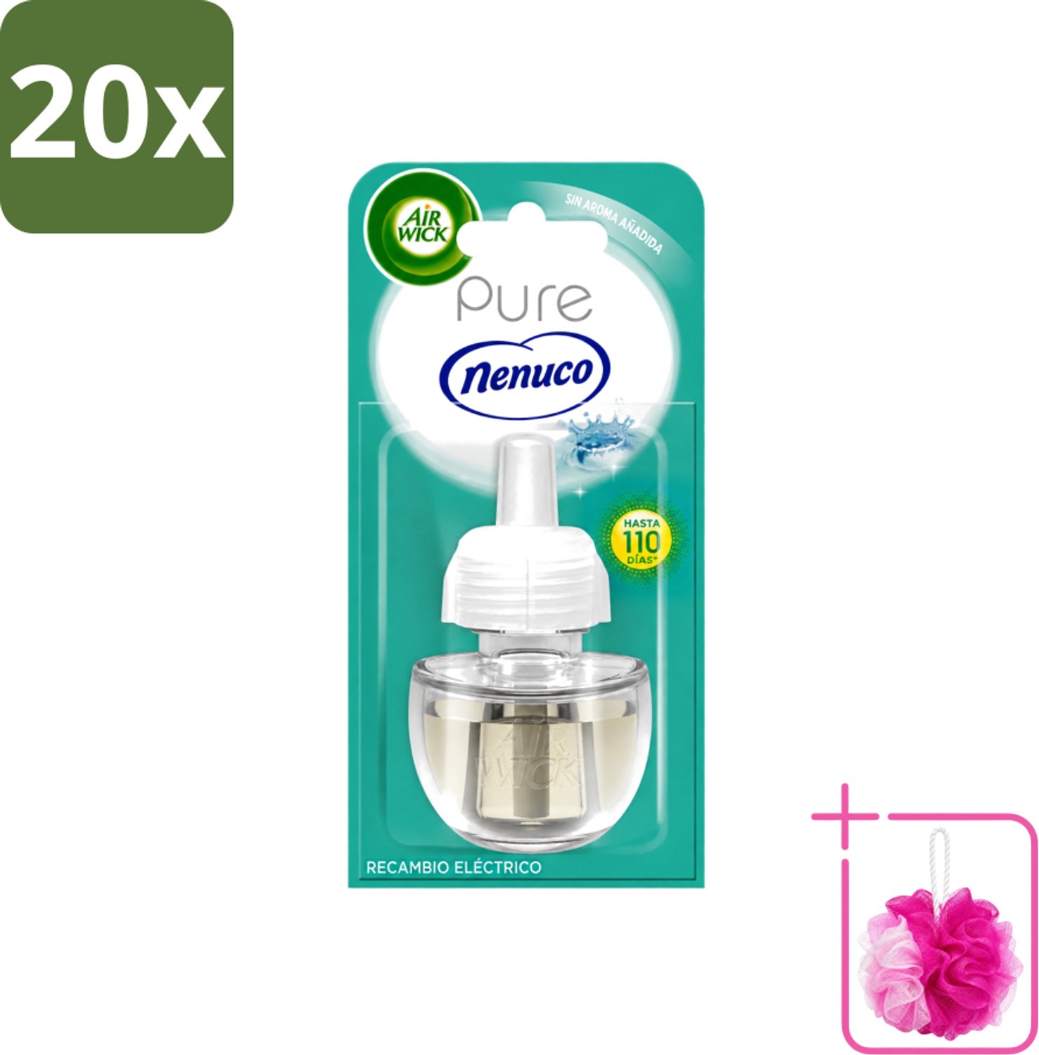 20 x Air Wick - Luchtverfrisser Navulling - Pure Nenuco - Elektrische Geurverspreider - 19 ml - Bulkverpakking - Geurverspreider - Douchemop - Luchtverfrisser