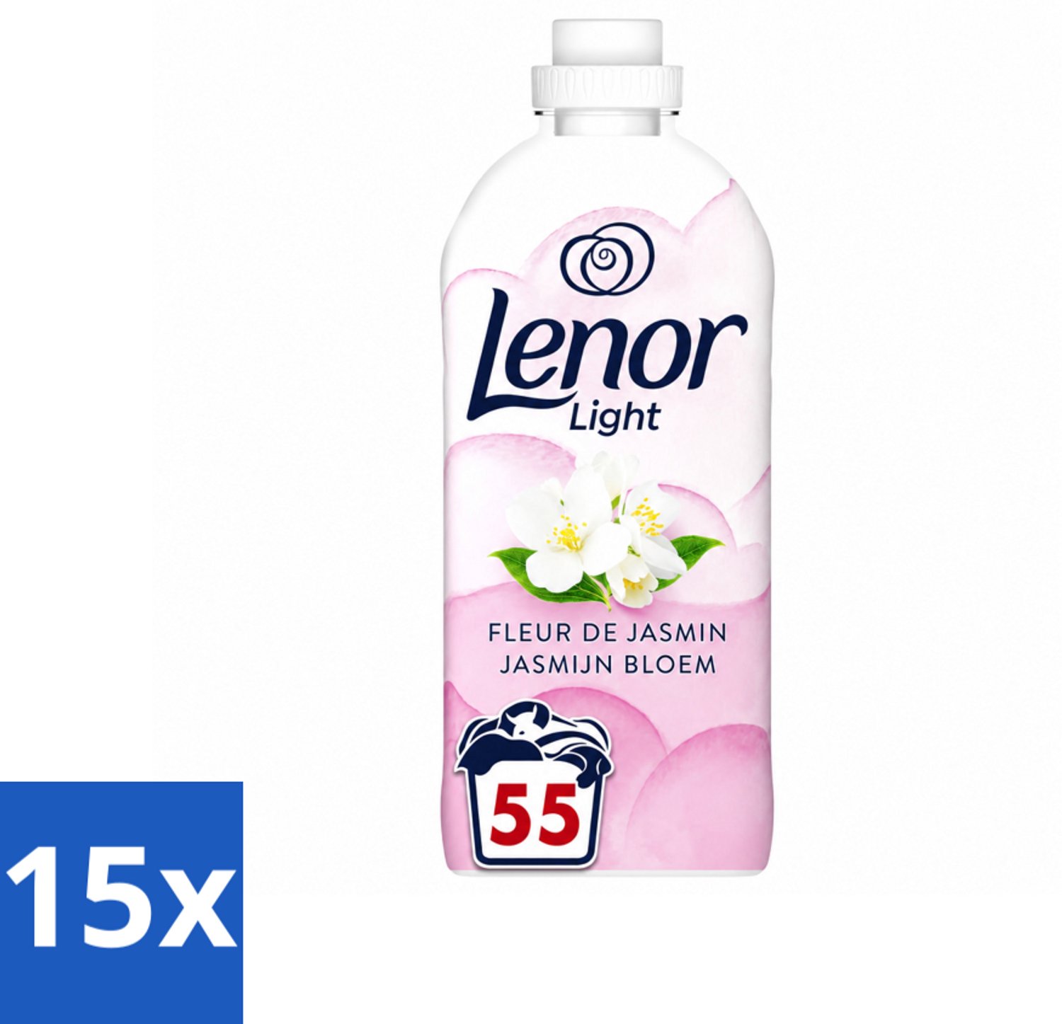 15 x Lenor Light - Wasverzachter - Jasmijnbloem - Fris & Zacht - 55 Wasbeurten - Voordeelverpakking - 15 stuks