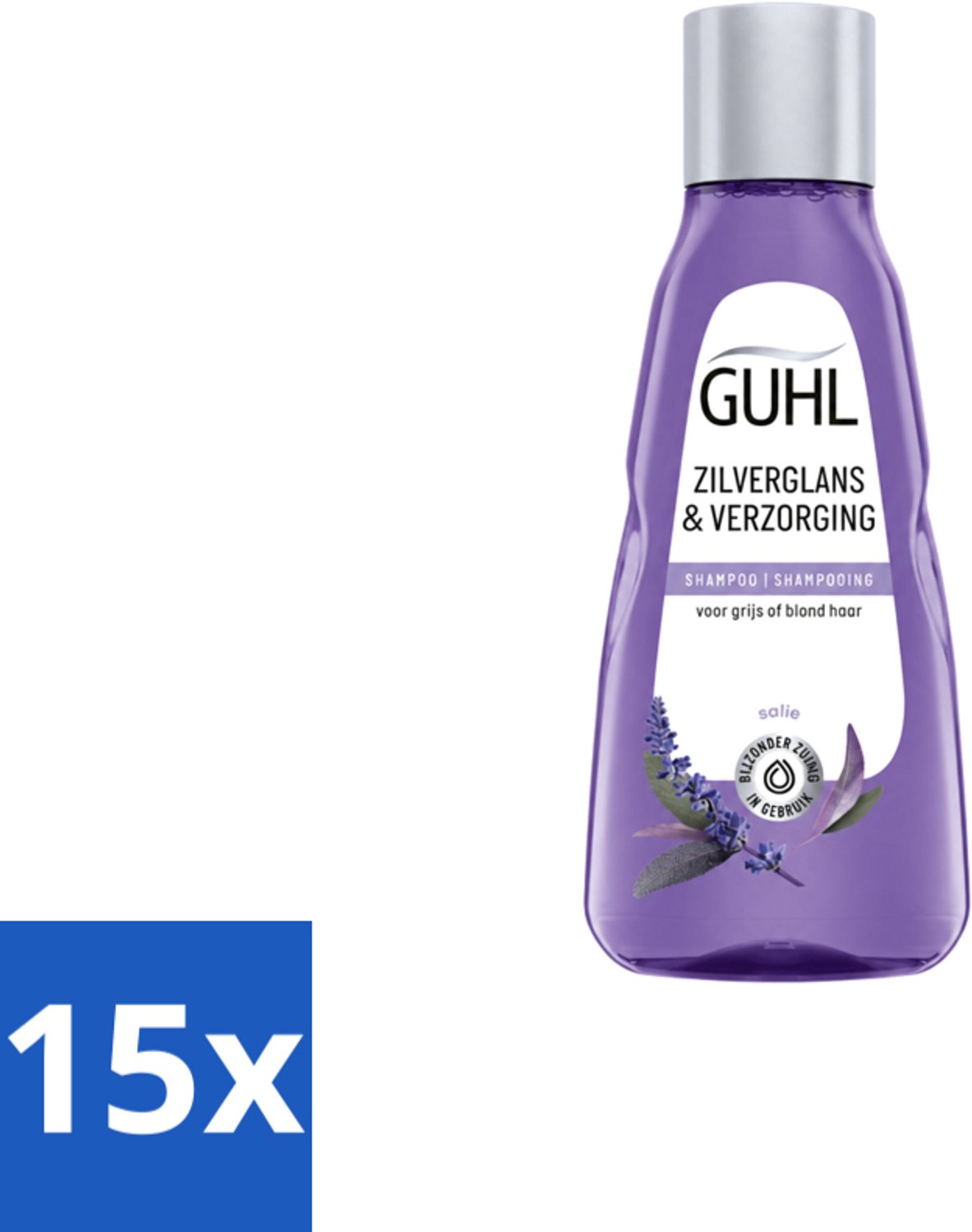 15 x Guhl - Shampoo Mini - Zilverglans & Verzorging - 50 ml - Voordeelverpakking - 15 stuks