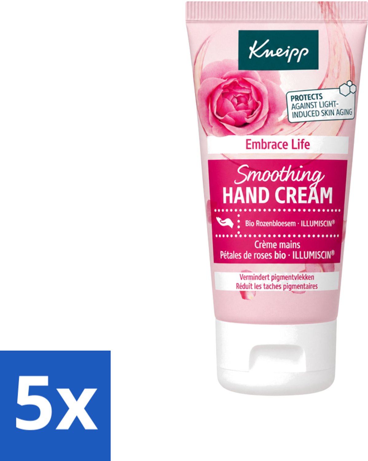 5 x Kneipp - Handcrème - Embrace Life - Anti‑Aging (ILLUMISCIN) - 50 ml - Voordeelverpakking - 5 stuks