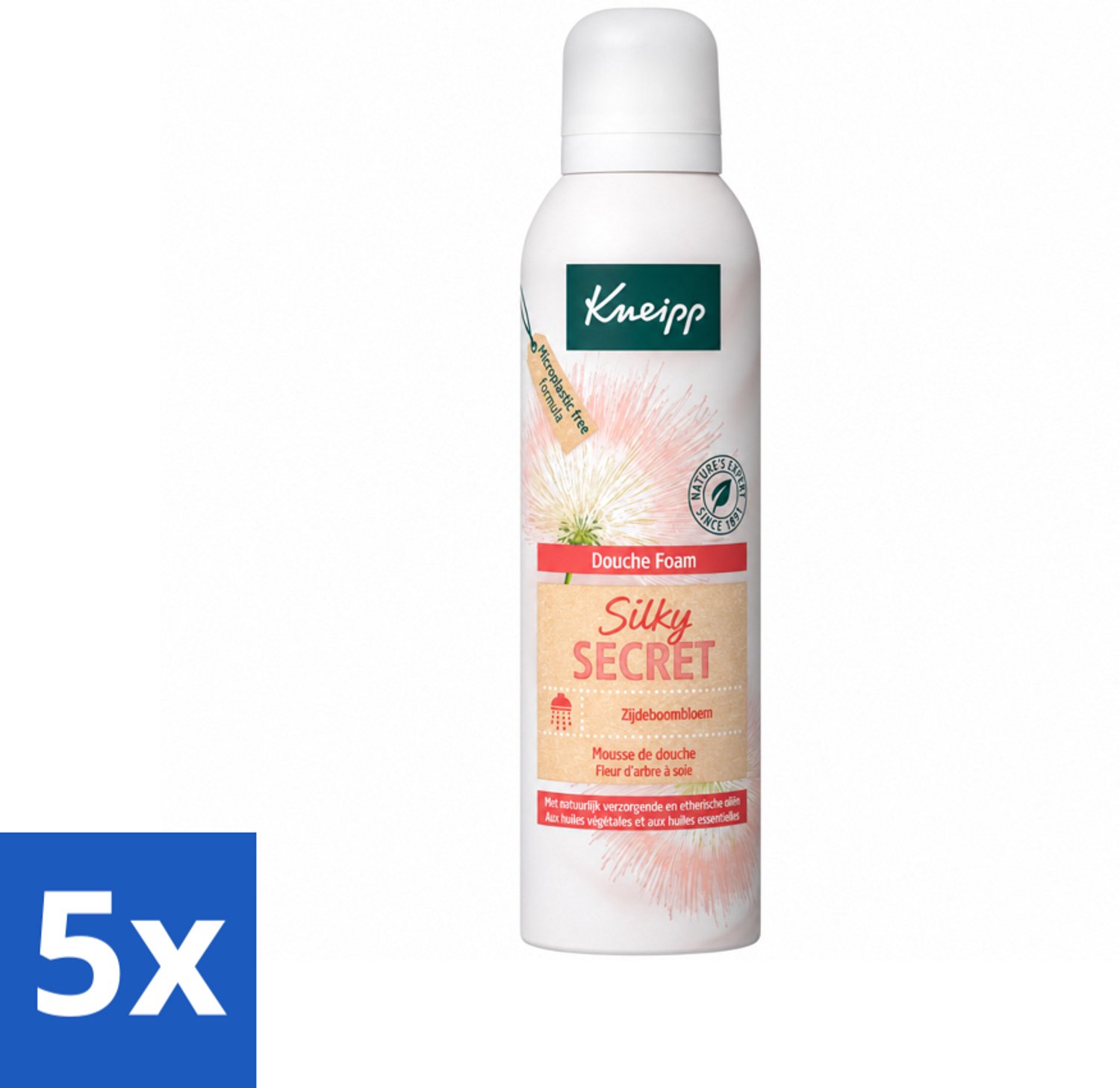 5 x Kneipp - Douche schuim - Silky Secret - Zijdeboombloesem - 200 ml - Voordeelverpakking - 5 stuks