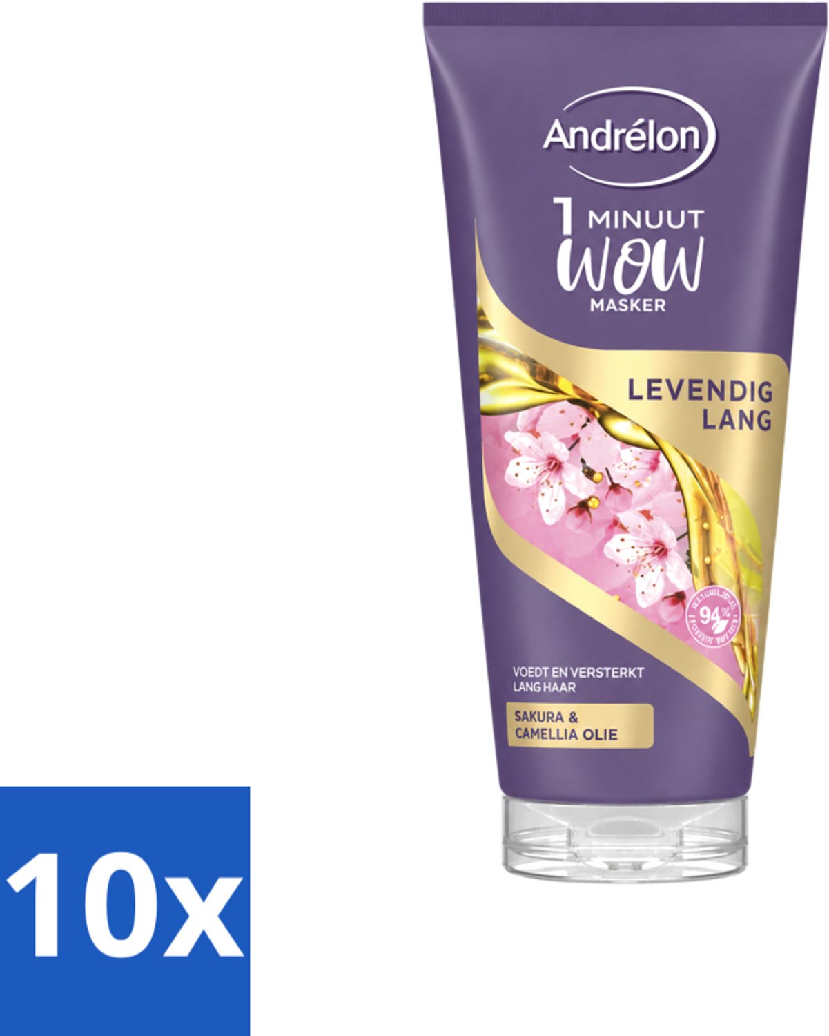 10 x Andrélon - WOW - Masker - Levendig Lang - 180 ml - Voordeelverpakking - 10 stuks