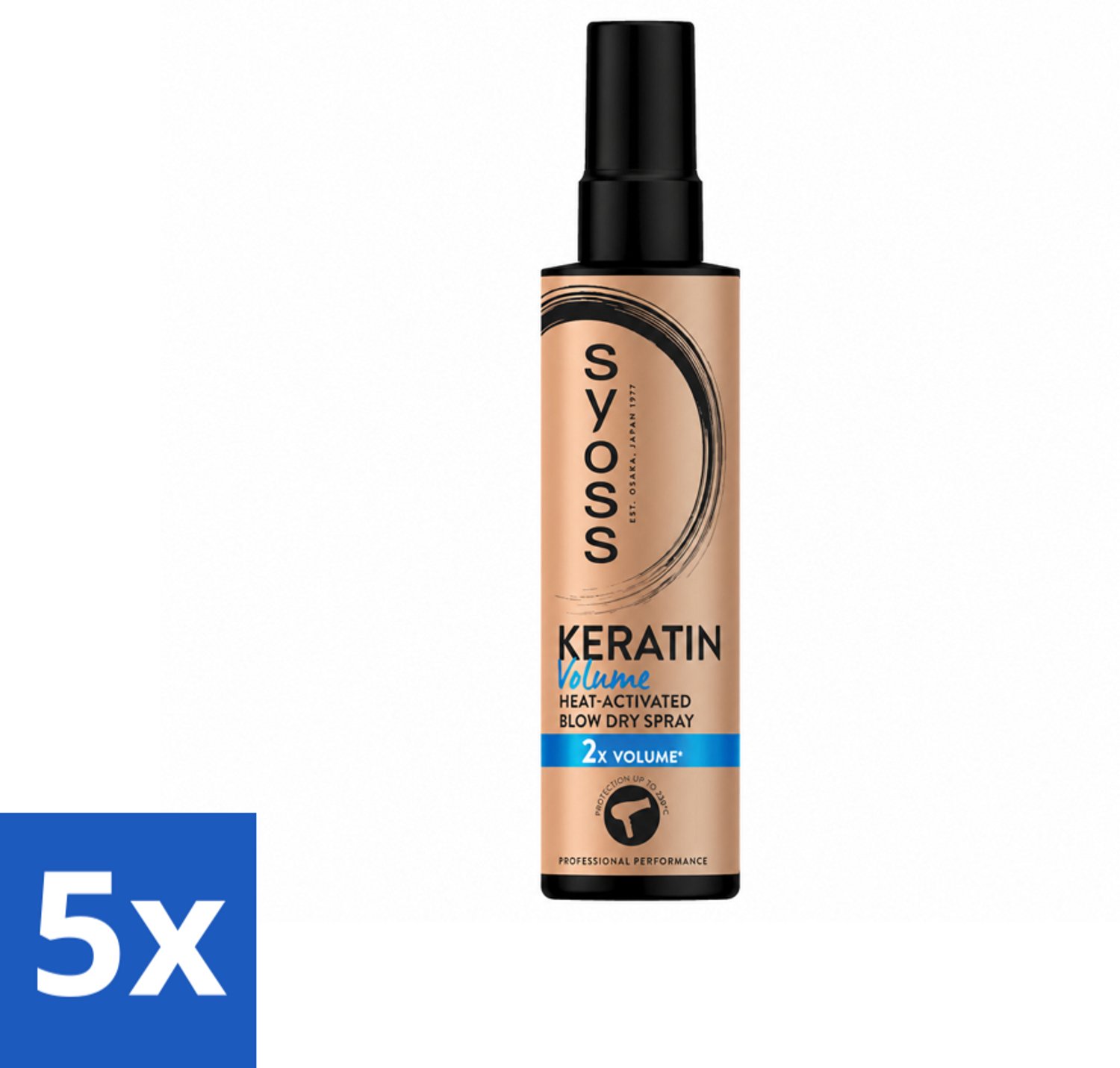 5 x Syoss - Keratin & Volume - Heatprotection Spray - Dubbele Bescherming - 200 ml - Voordeelverpakking - 5 stuks