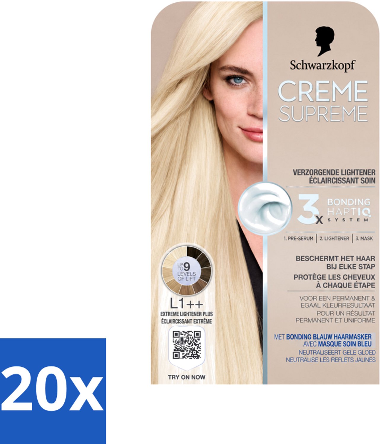 20 x Schwarzkopf - Haarkleuring - Creme Supreme L1++ - Extreme Lightener Plus - 245g - Voordeelverpakking - 20 stuks