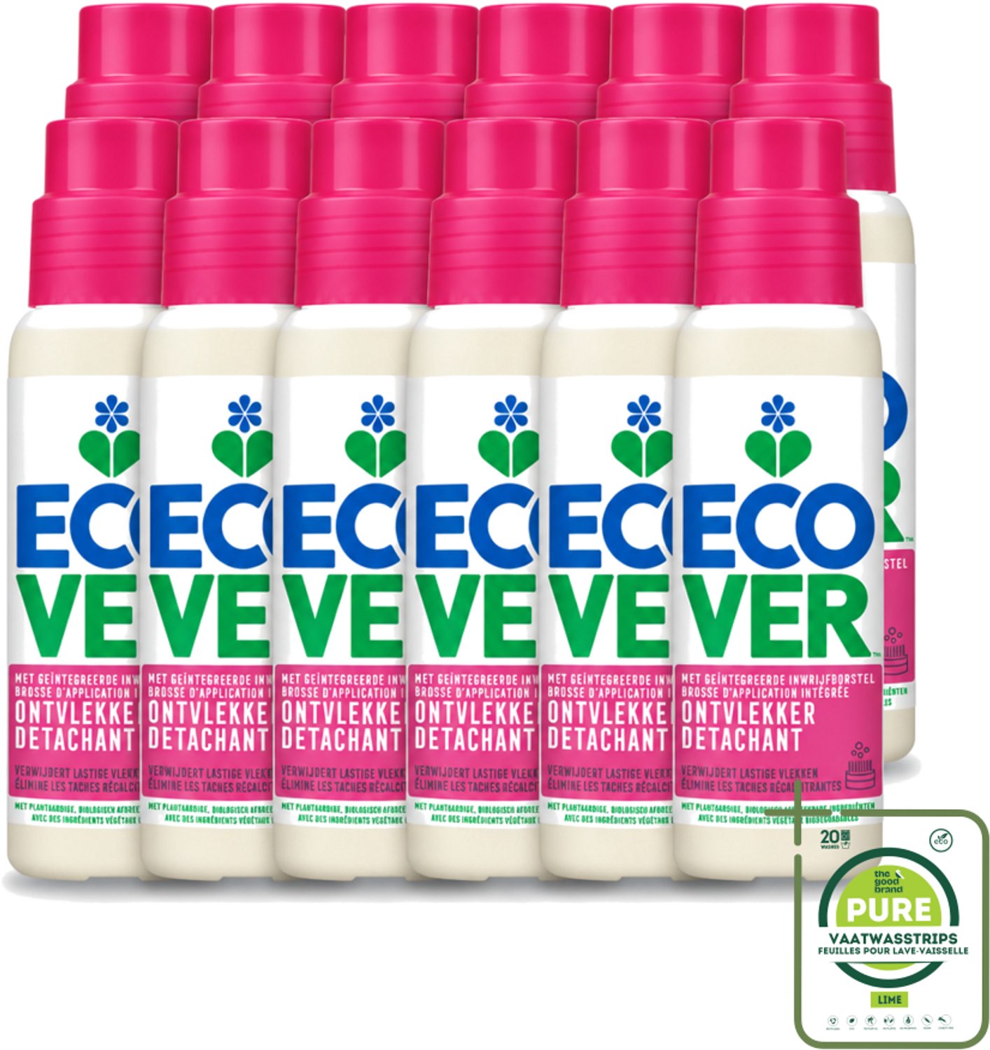 12 x Ecover - Ontvlekkingsmiddel - 200 ml - Grootverpakking - Vaatwasstrips - Ontvlekken - Vlekken Verwijderen - Natuurlijke Reiniging - Plantaardige Ontvlekker - Krachtige Ontvlekker