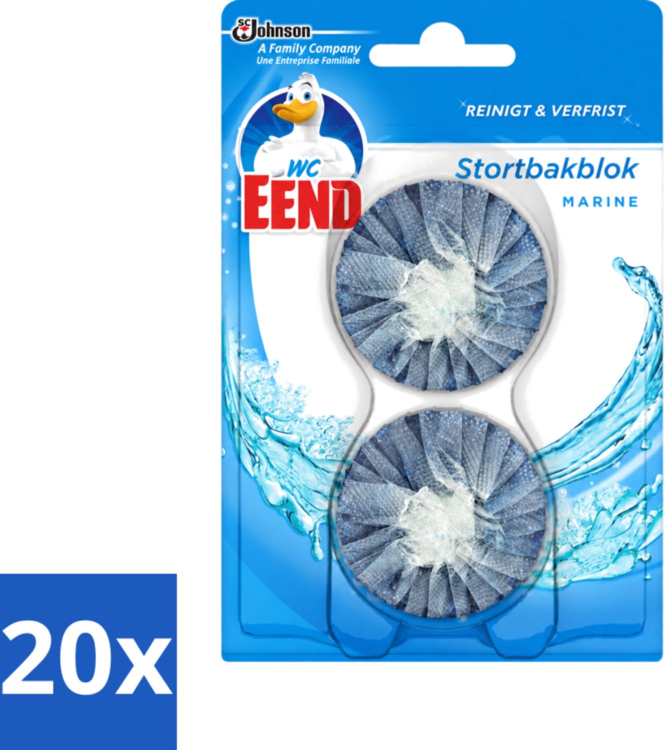 20 x WC Eend - Duo Stortbakblok - Reinigt & Verfrist bij Elke Spoeling - 2 Blokken - Voordeelverpakking - 20 stuks