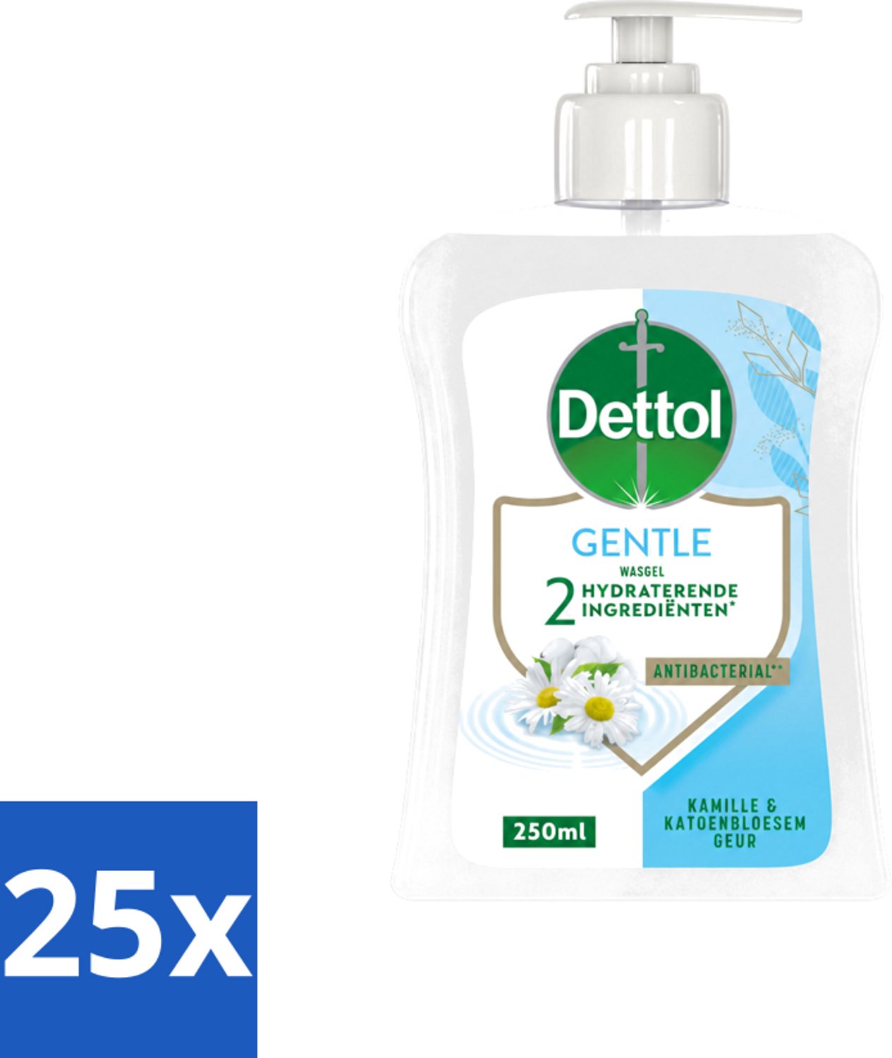 25 x Dettol - Handzeep - Gentle - Kamille & Katoenbloesem - 250 ml - Voordeelverpakking - 25 stuks