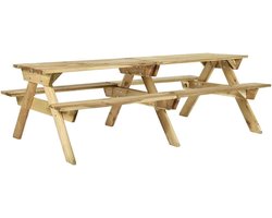 Picknicktafel met banken van geïmpregneerd grenenhout, 220 x 122 x 72 cm, inclusief groot tafelblad en 2 zitbanken voor tuin en terras, robuuste constructie voor vrije tijd