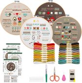 Nolad - Borduurpakket Beginners - Borduurpakket volwassenen - Borduurpakket - Borduurset - Voorbedrukt - Kruissteek - 4 Niveaus