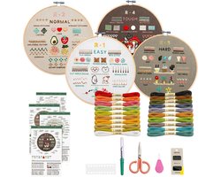 Nolad - Borduurpakket Beginners - Borduurpakket volwassenen - Borduurpakket - Borduurset - Voorbedrukt - Kruissteek - 4 Niveaus