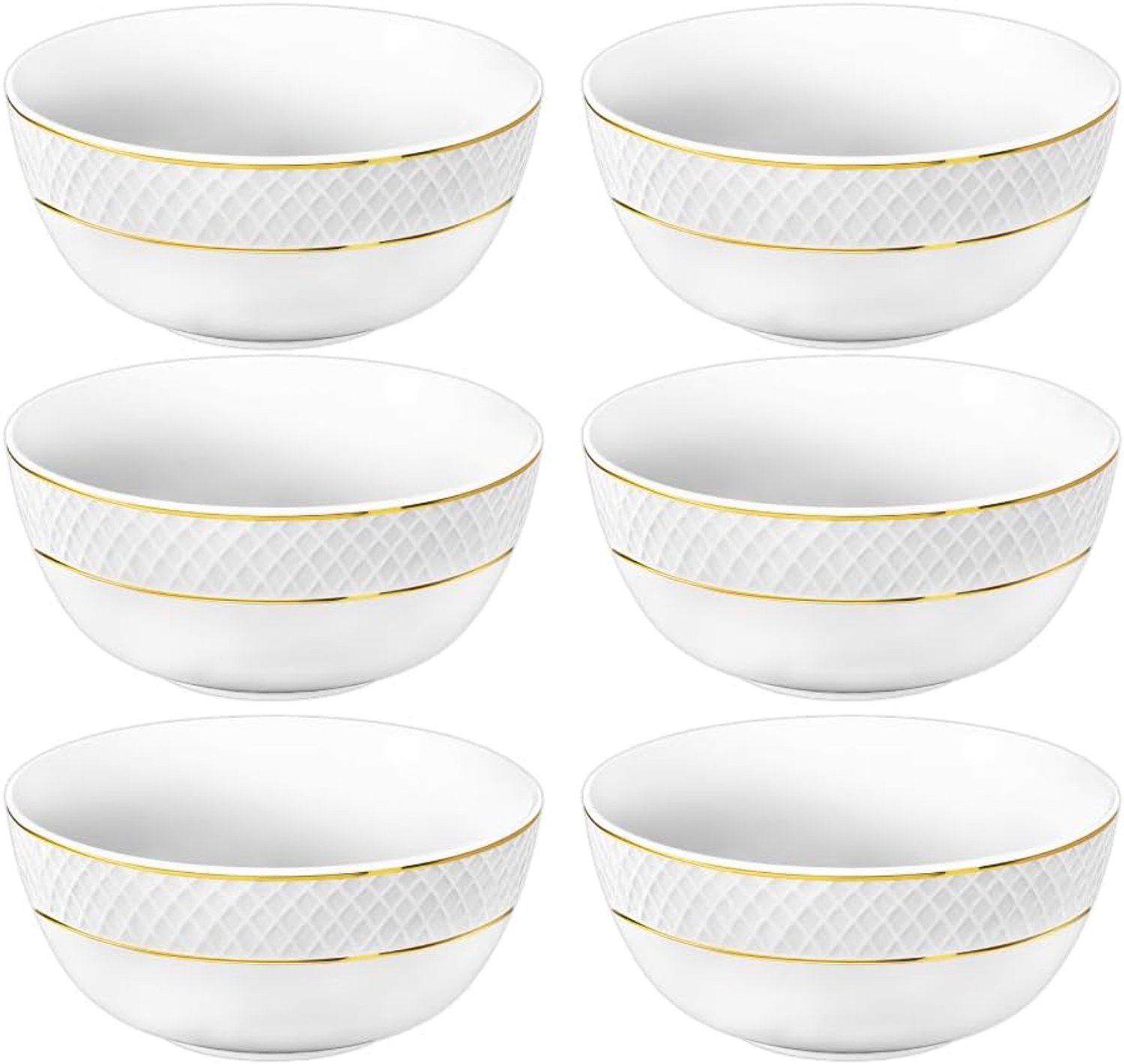 Wilmax Schaal 16 cm Wit Goudrand Porselein 6-delige set