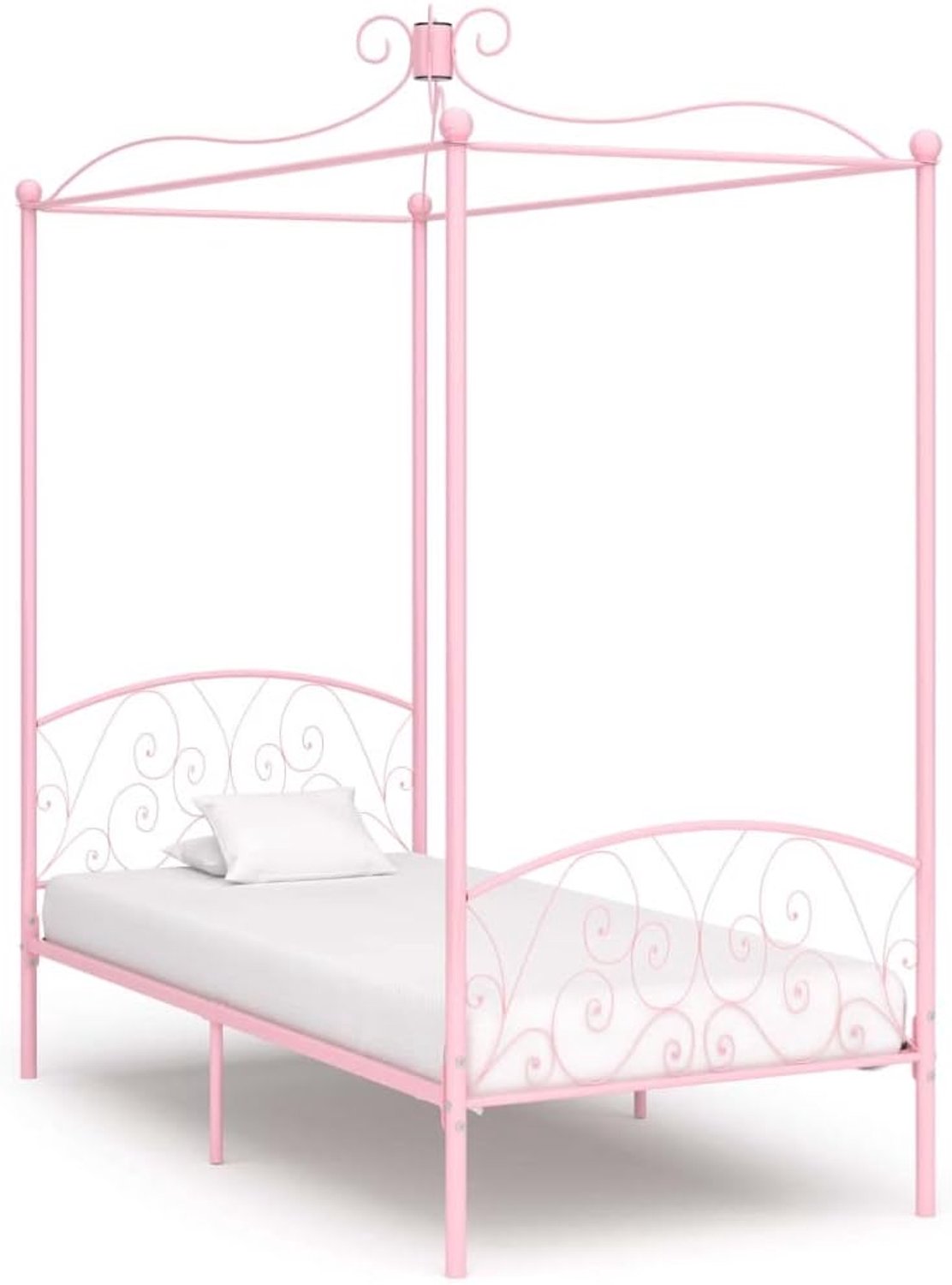 Bed tweepersoonsbed hemelbed frame roze metaal 100 x 200 cm geschikt voor familiekamers